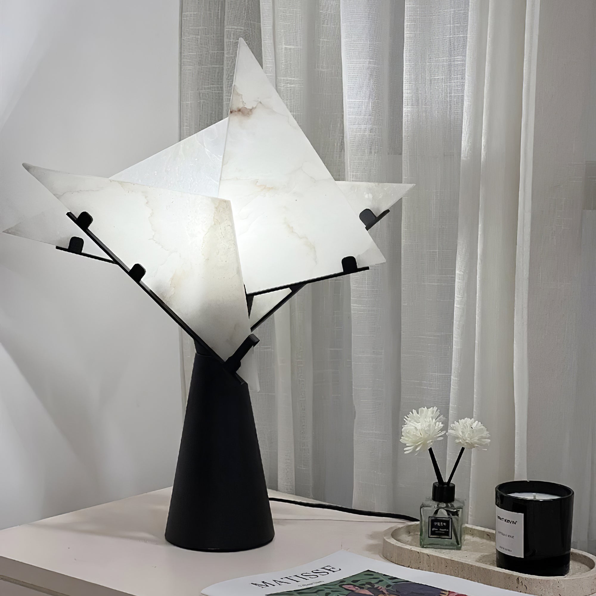 Seko Four Alabaster Blade Table Lamp