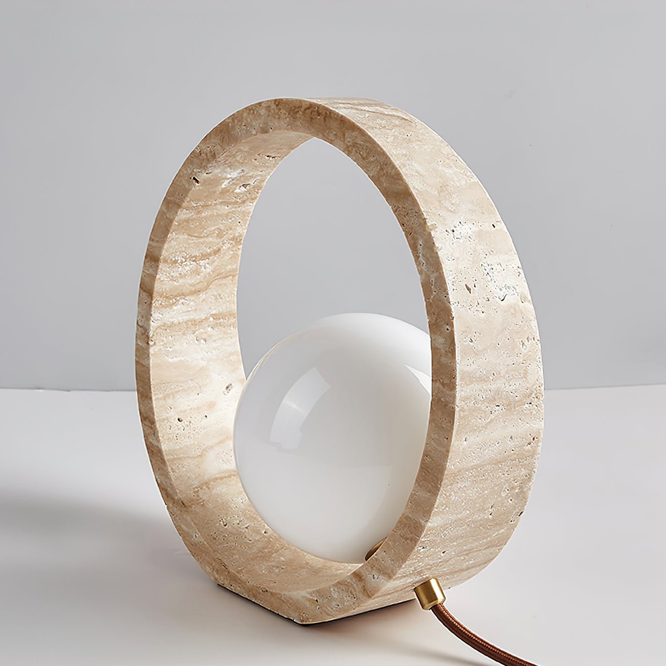 Poles Circle Travertine Table Lamp