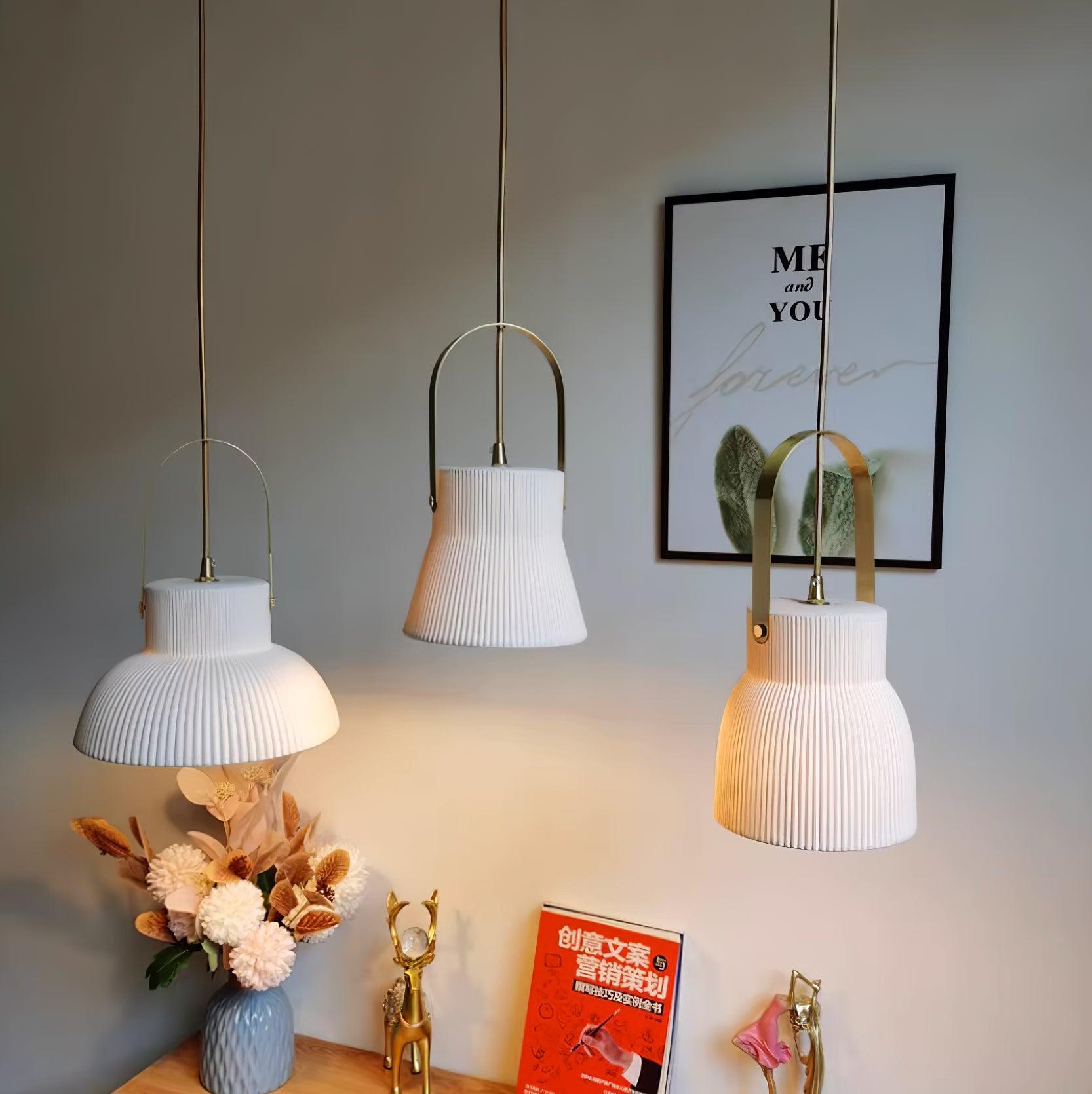Ceramic Ribbed Pendant Light