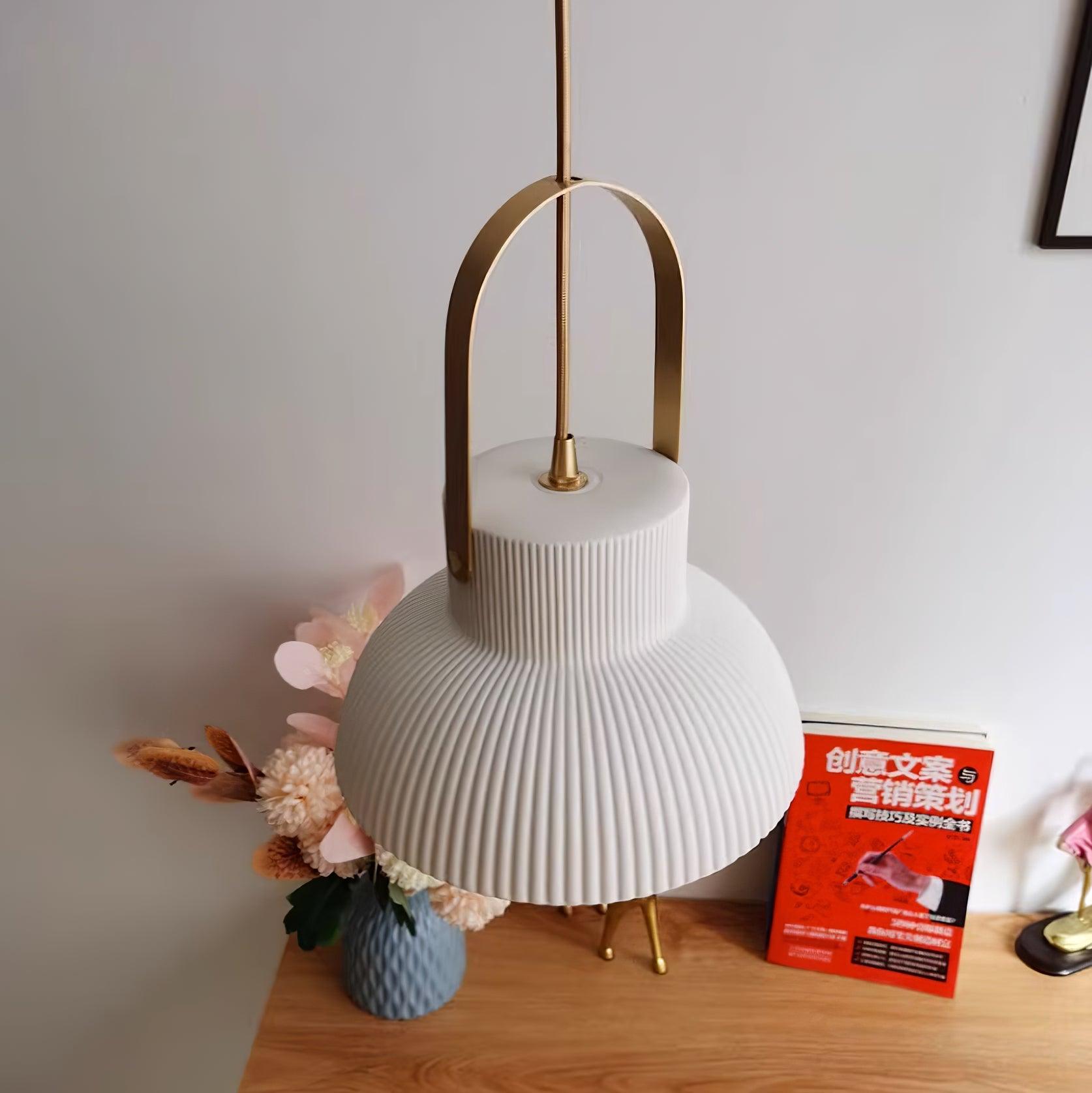 Ceramic Ribbed Pendant Light