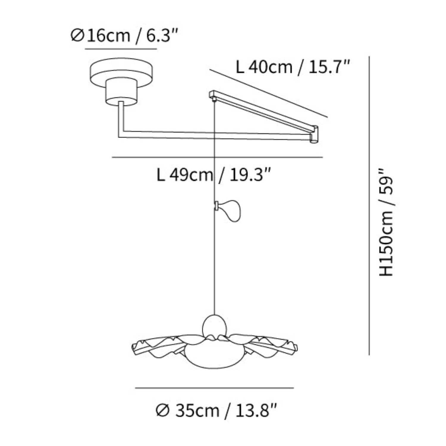 Bloze Flower Swing Arm Pendant Light