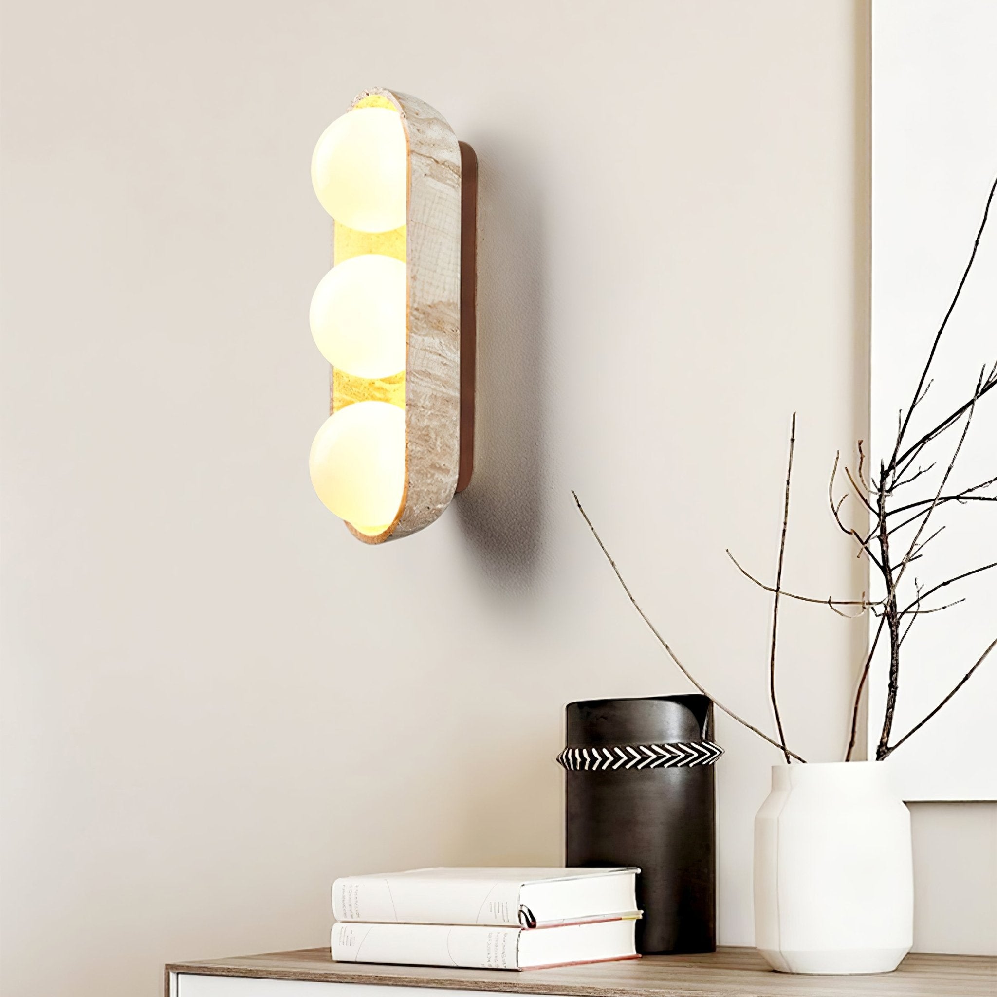 Boscon Triple Natural Stone Wall Light