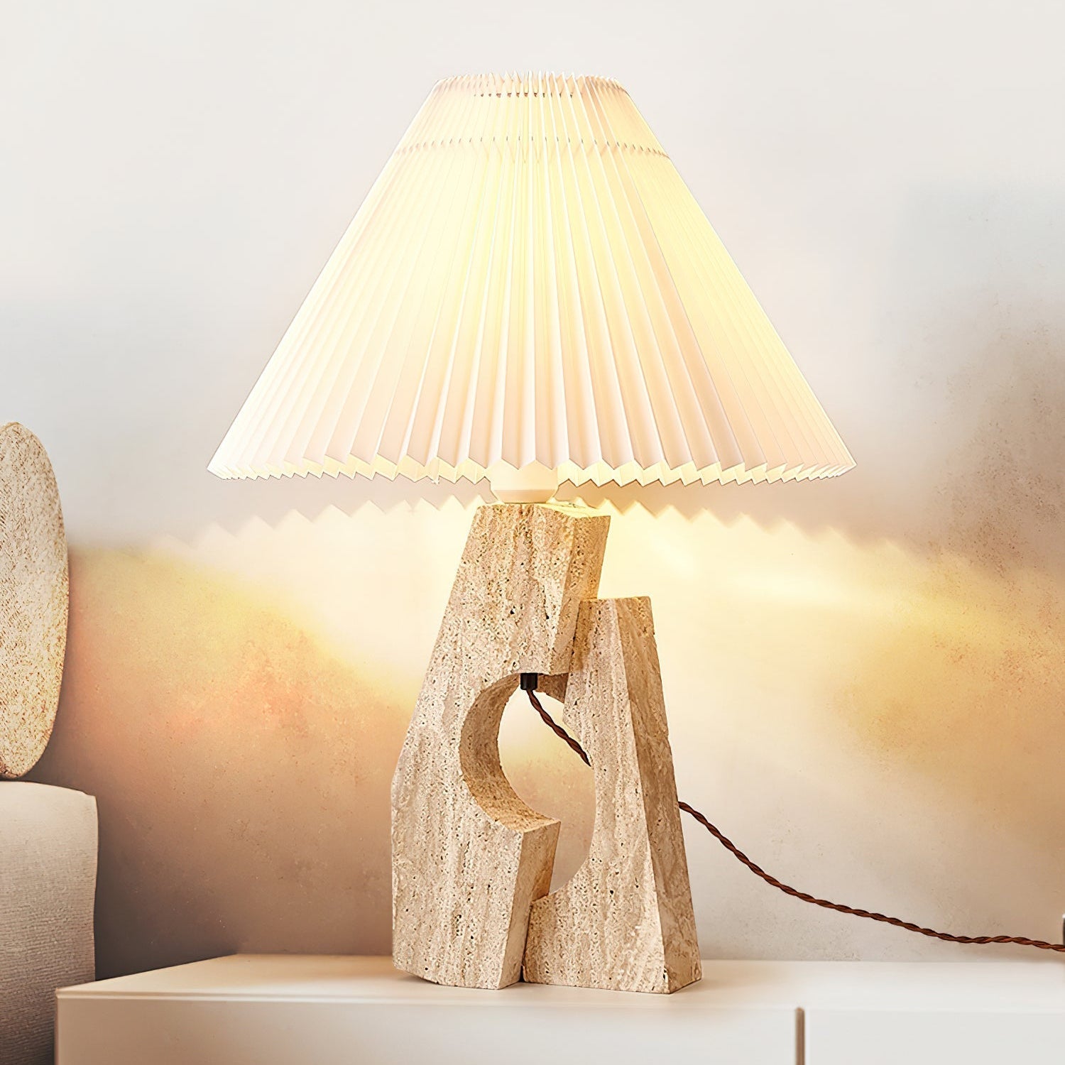 Dublo Travertine Table Lamp