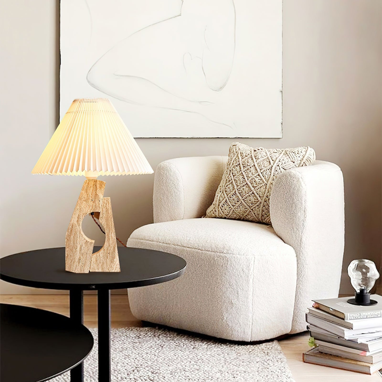 Dublo Travertine Table Lamp