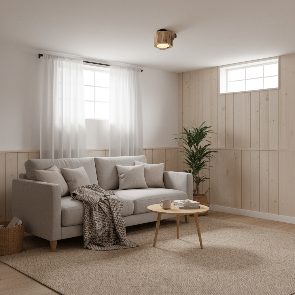 Wood Log Japandi Style Ceiling Light
