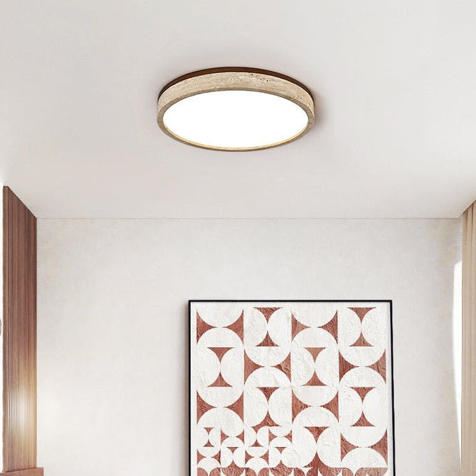 Soma Round Travertine Ceiling Light