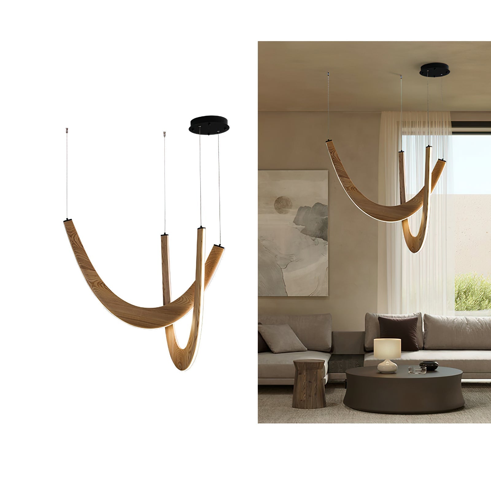 Layn U Shape Wooden Pendant Light