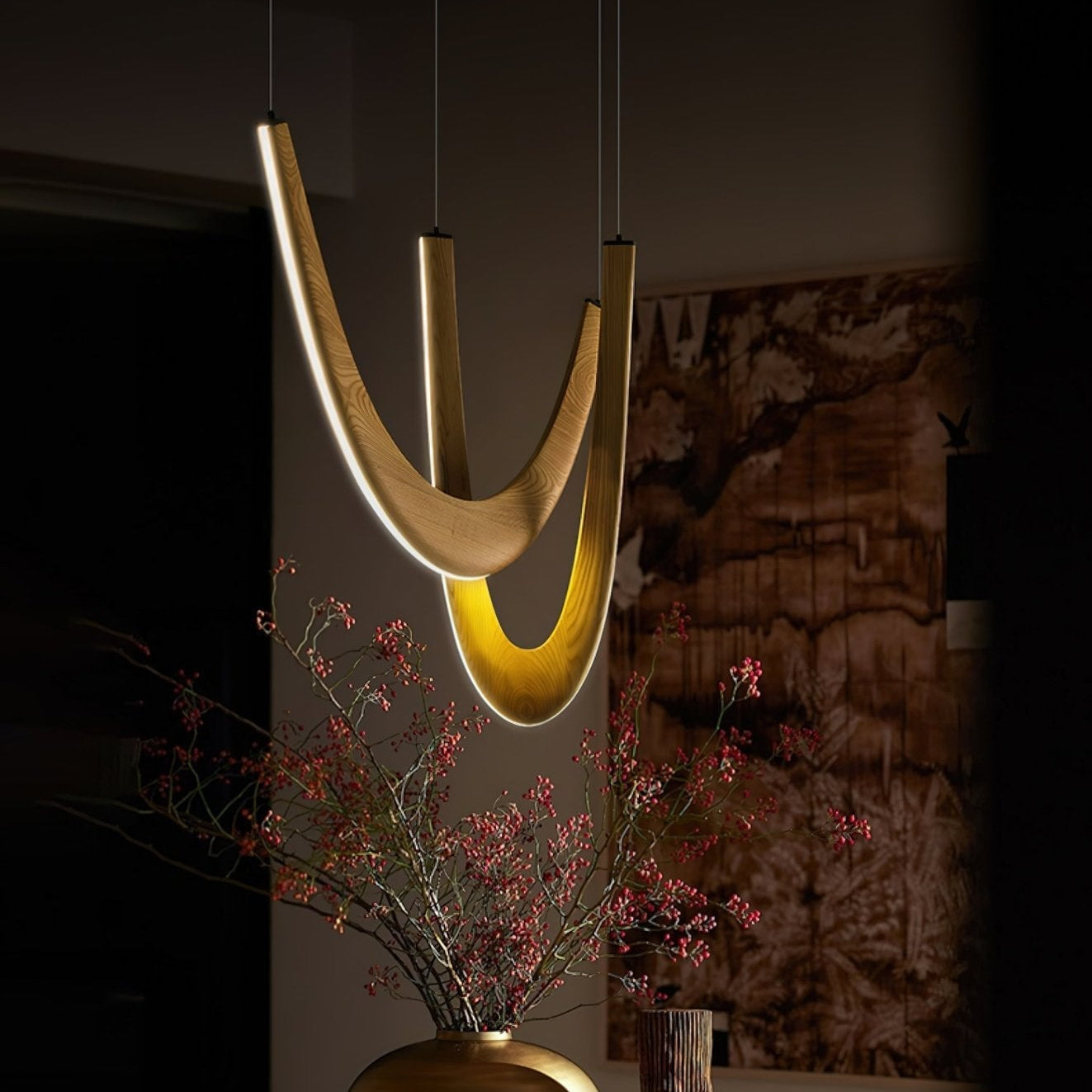 Layn U Shape Wooden Pendant Light
