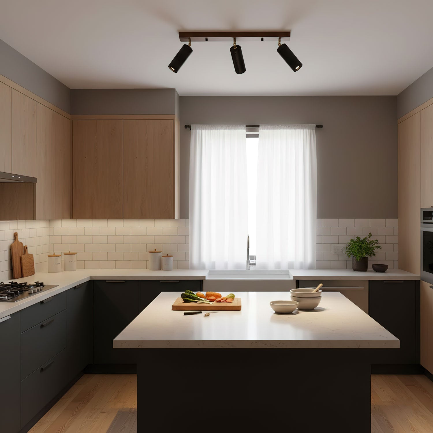 Zerno Triple Travertine Ceiling Light