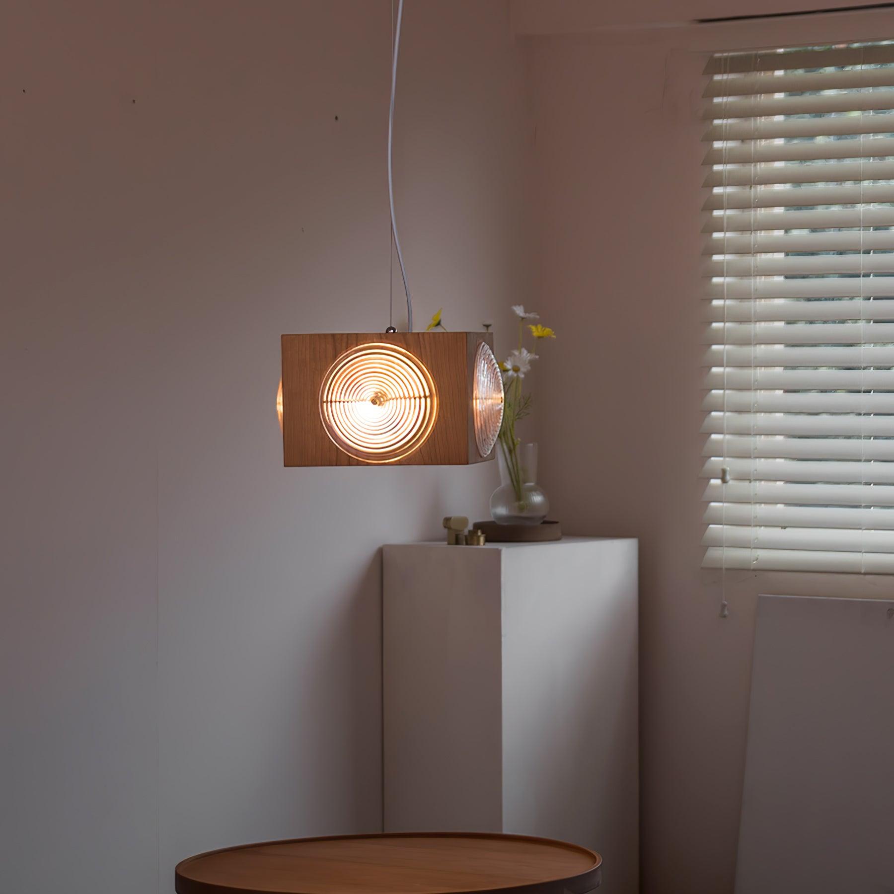 Wooden Vintage Camera Pendant Light