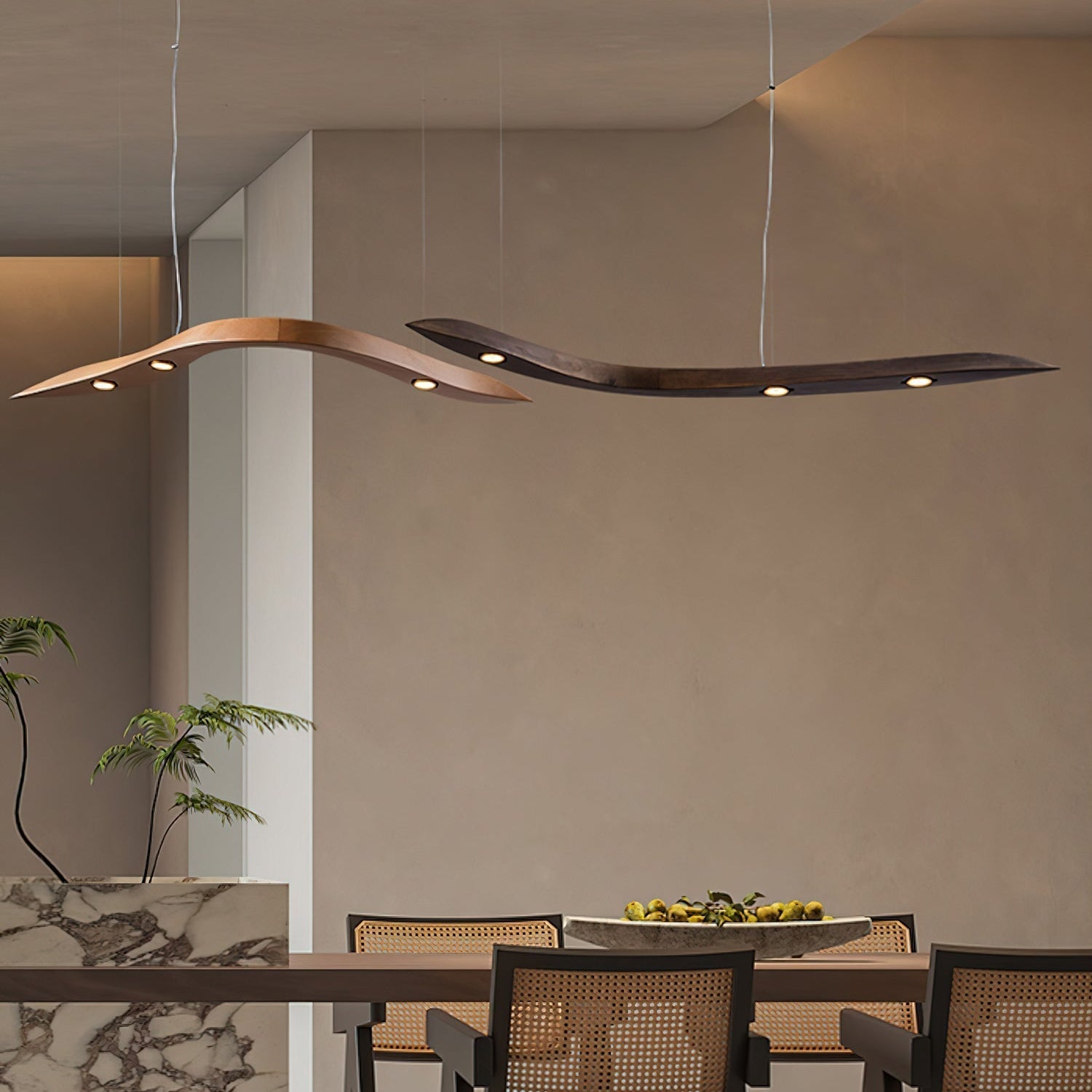Weloma Wave Wooden Pendant Light