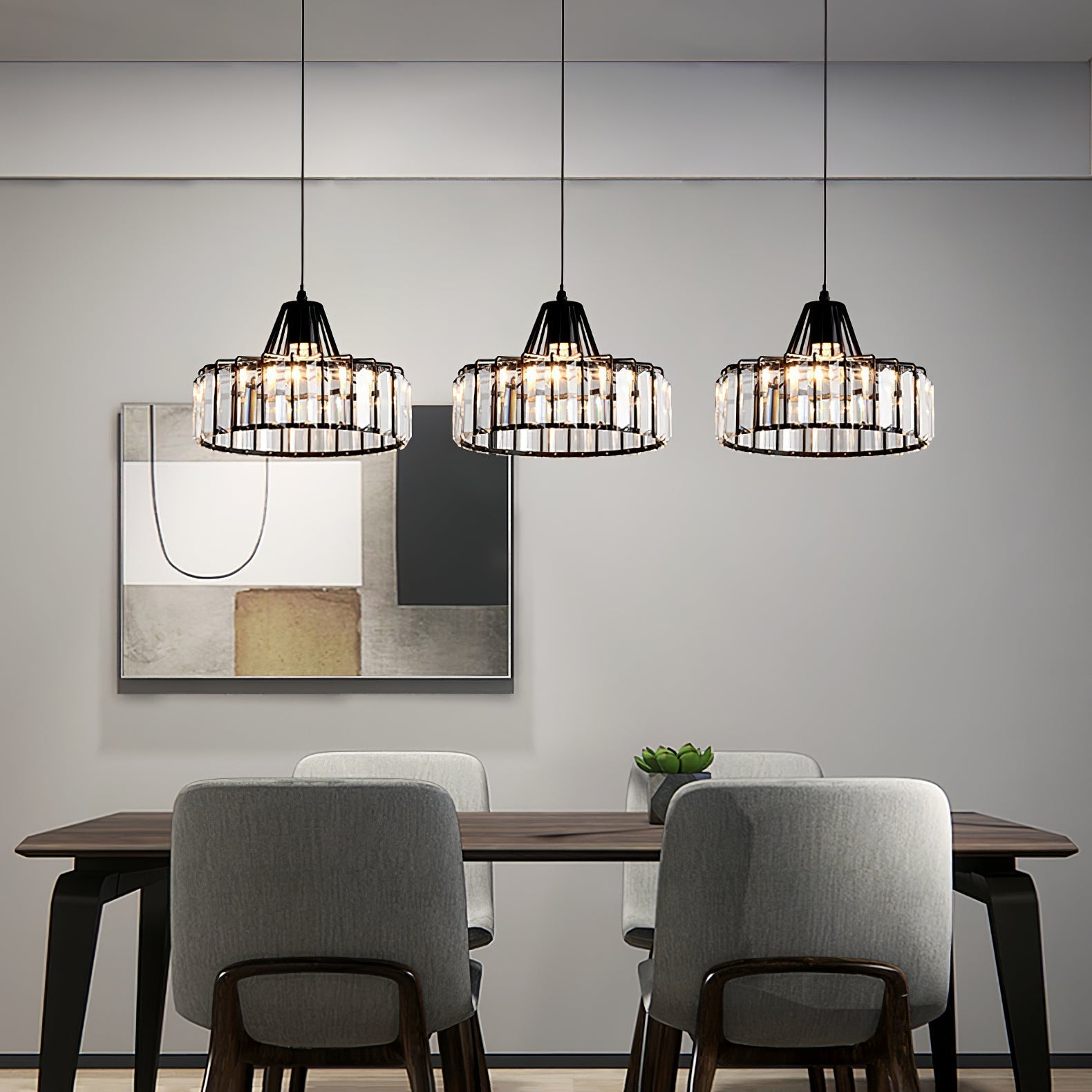 Black Crystal Pendant Light