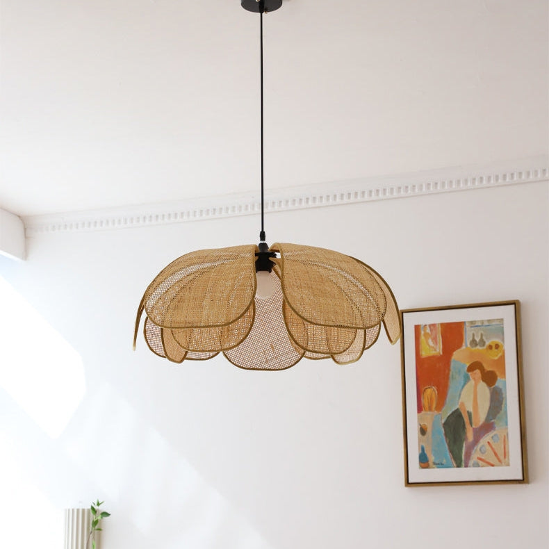 Petal Rattan Flower Pendant Light