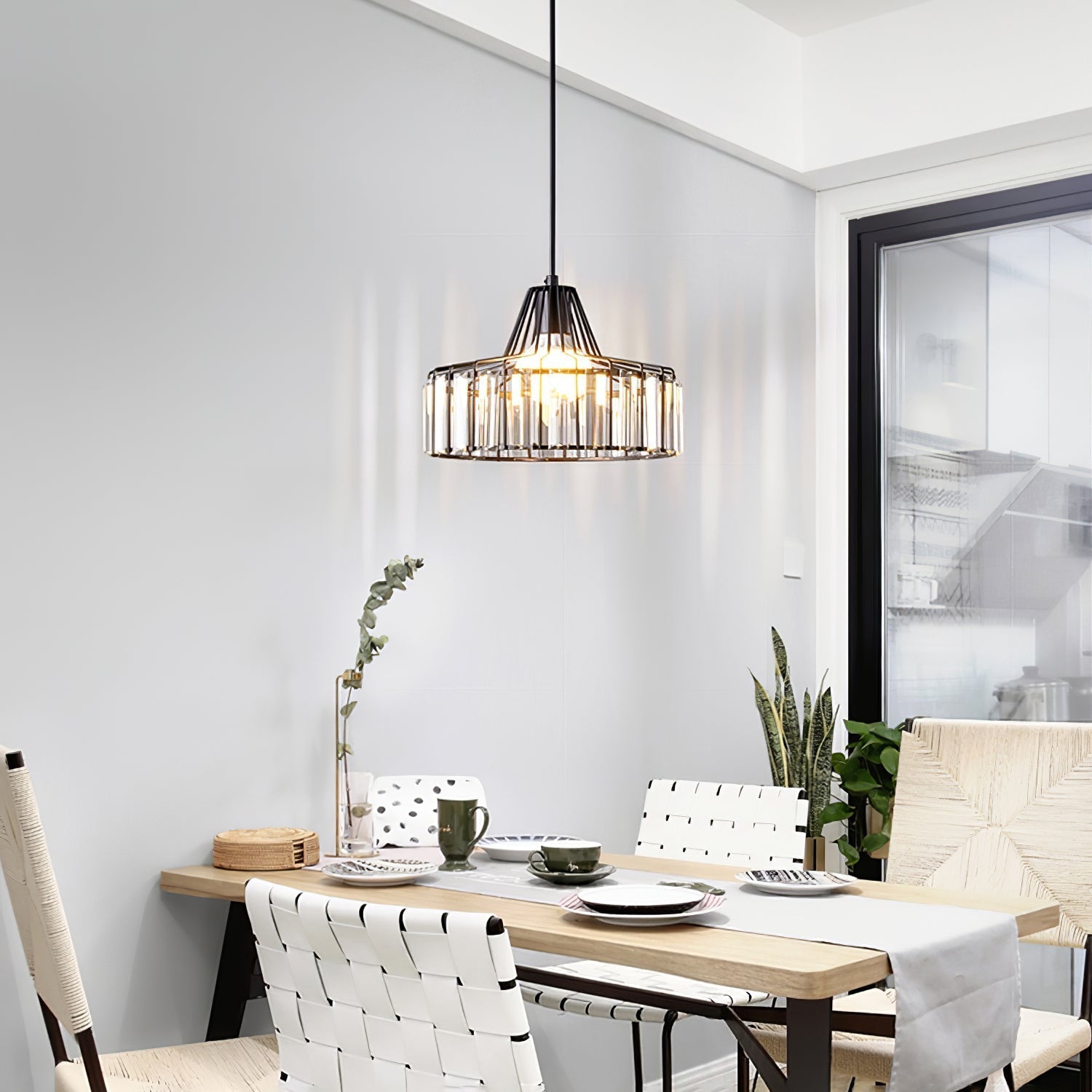 Black Crystal Pendant Light