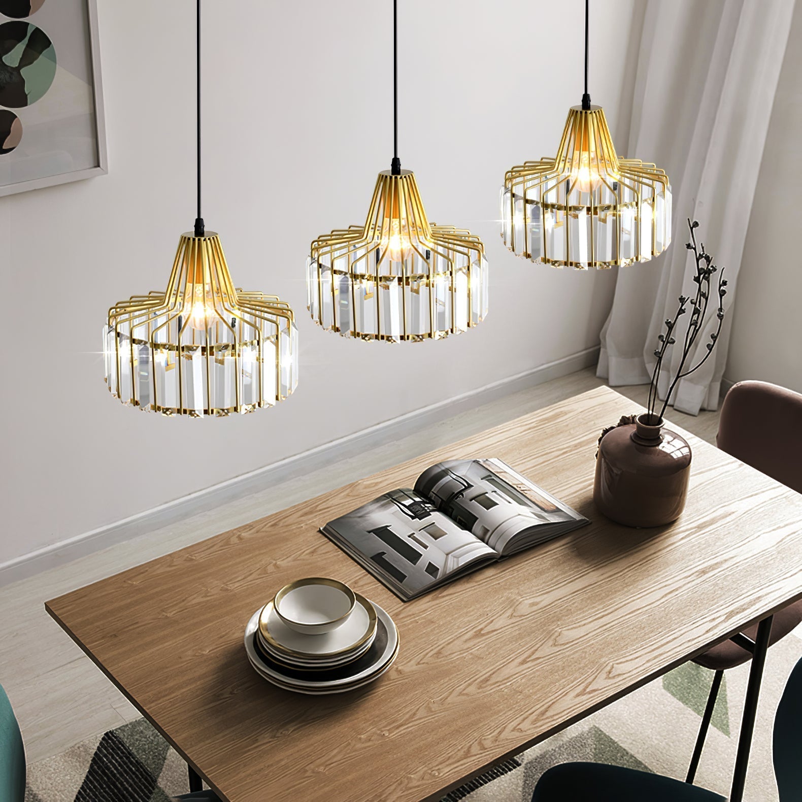 Black Crystal Pendant Light