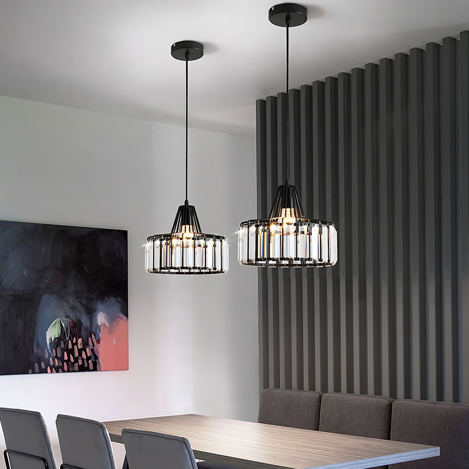Black Crystal Pendant Light