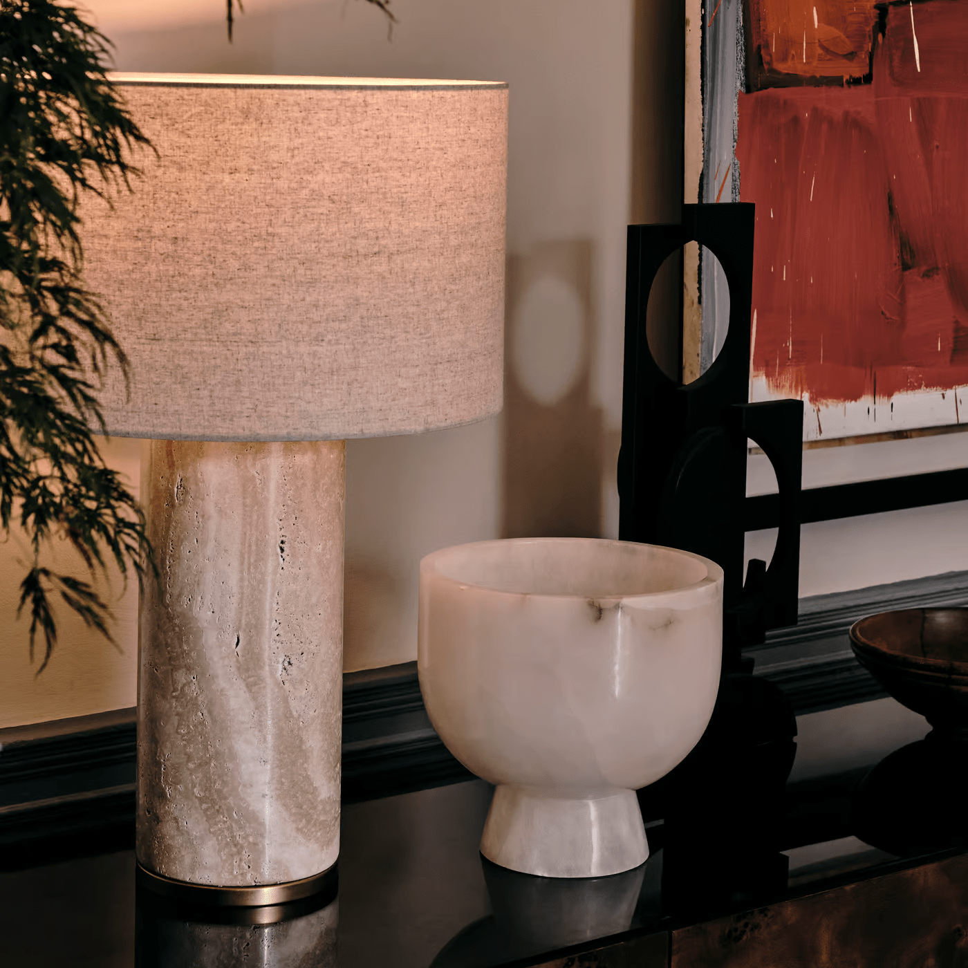 Saria Travertine Table Lamp