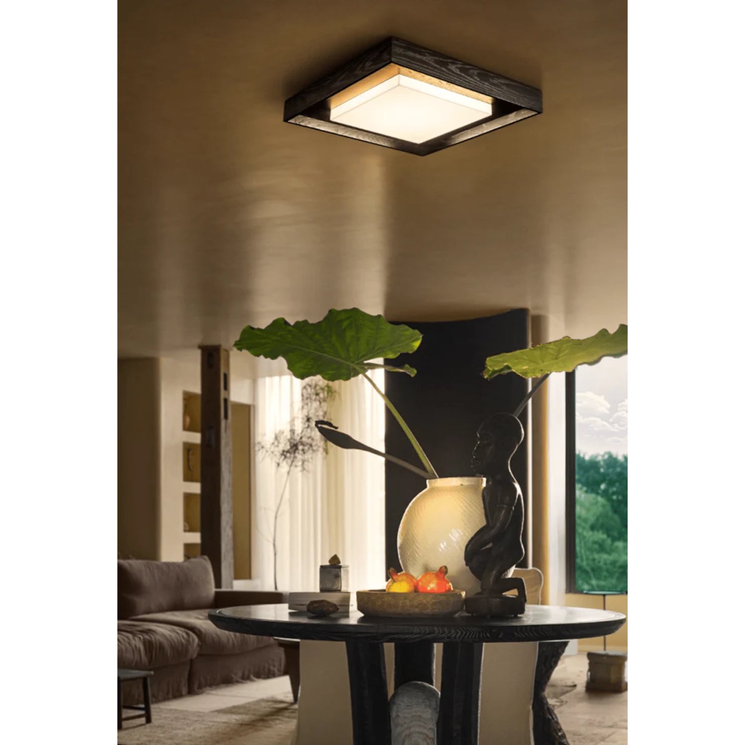 Konise Wood Frame Japandi Ceiling Light