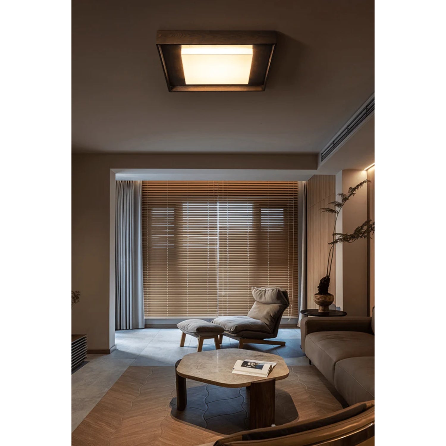 Konise Wood Frame Japandi Ceiling Light