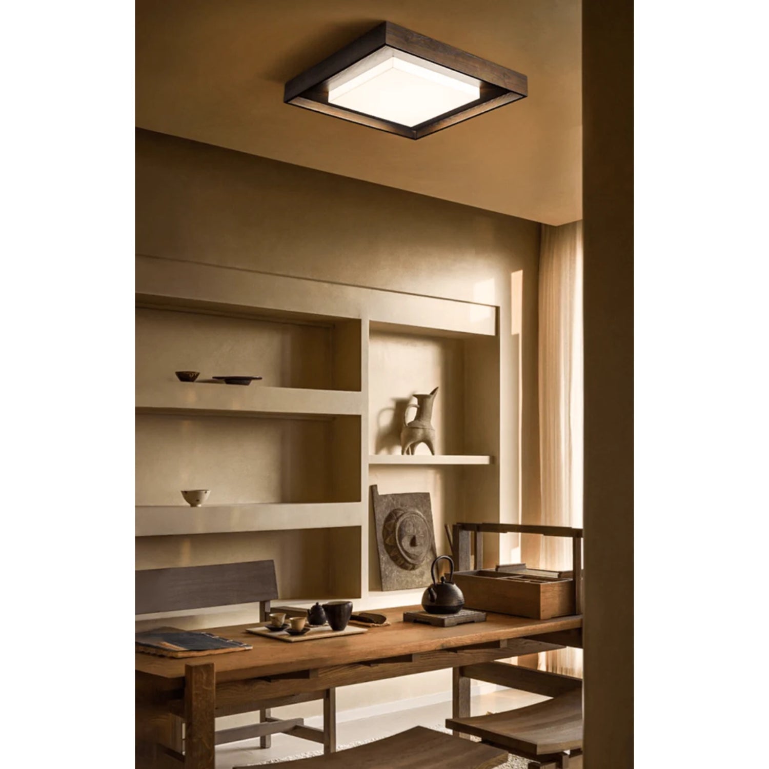 Konise Wood Frame Japandi Ceiling Light