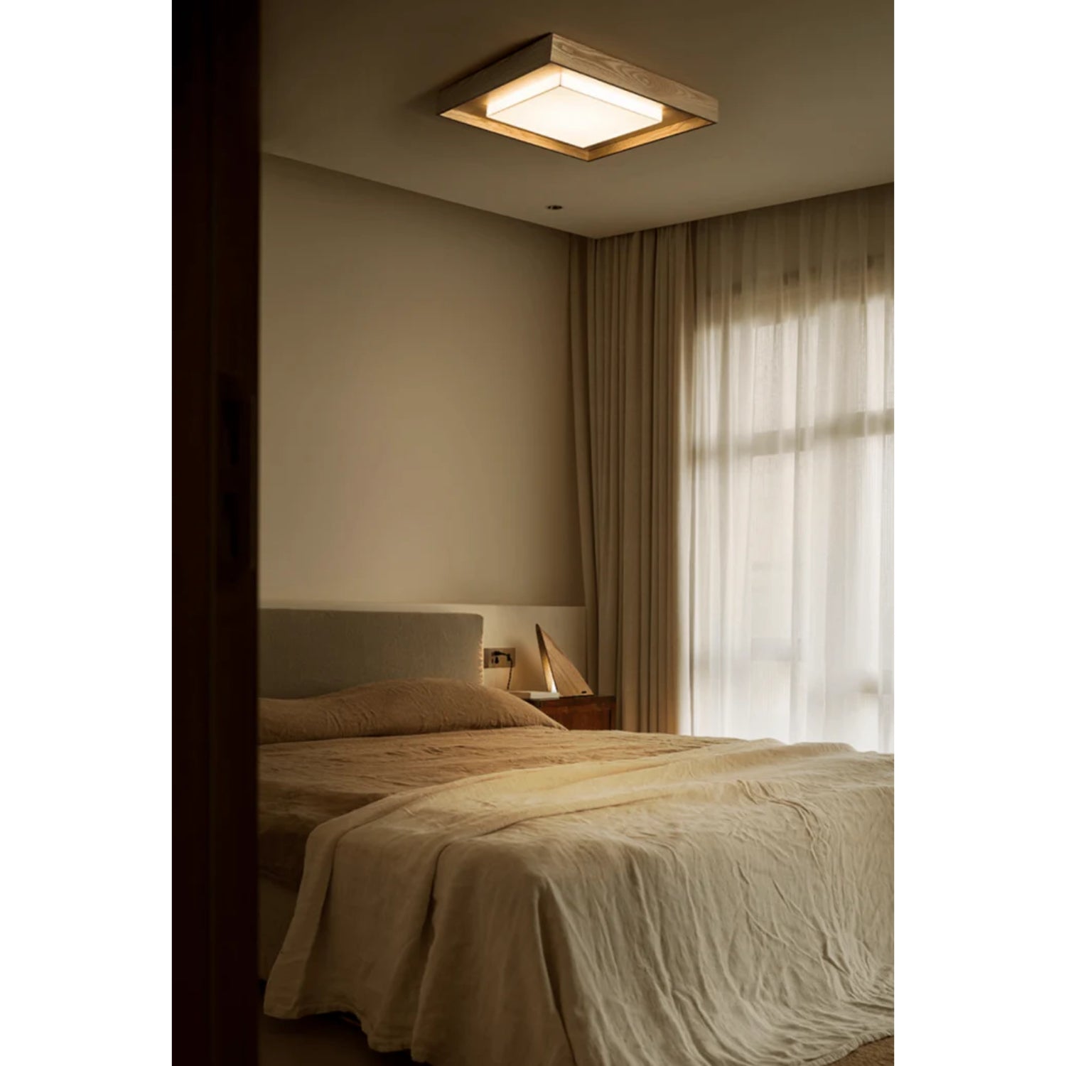 Konise Wood Frame Japandi Ceiling Light