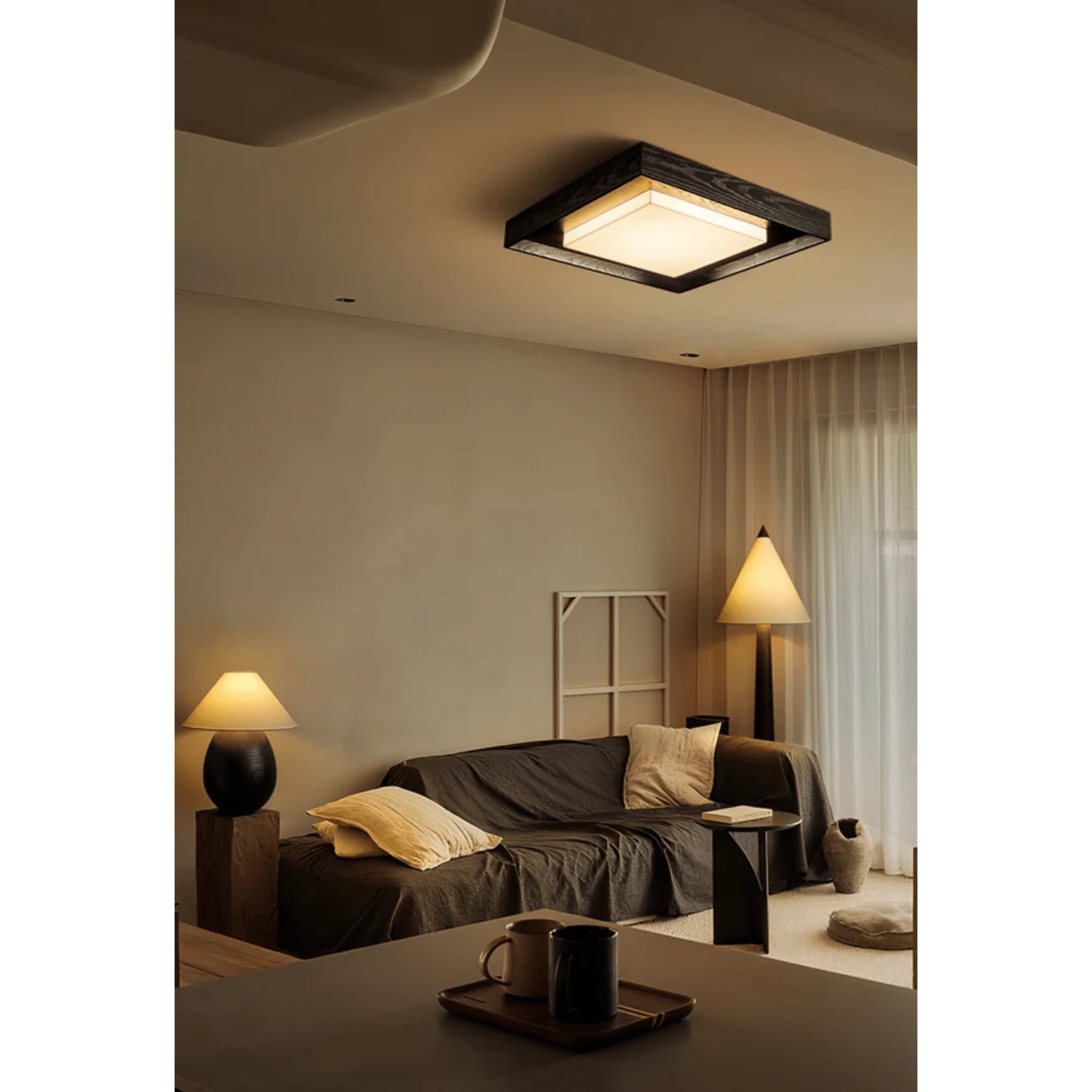 Konise Wood Frame Japandi Ceiling Light