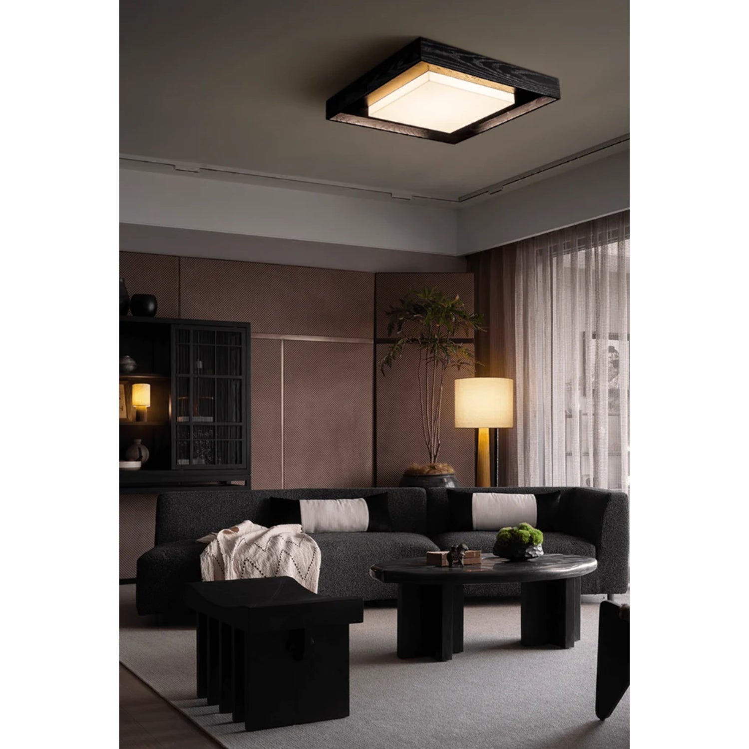 Konise Wood Frame Japandi Ceiling Light