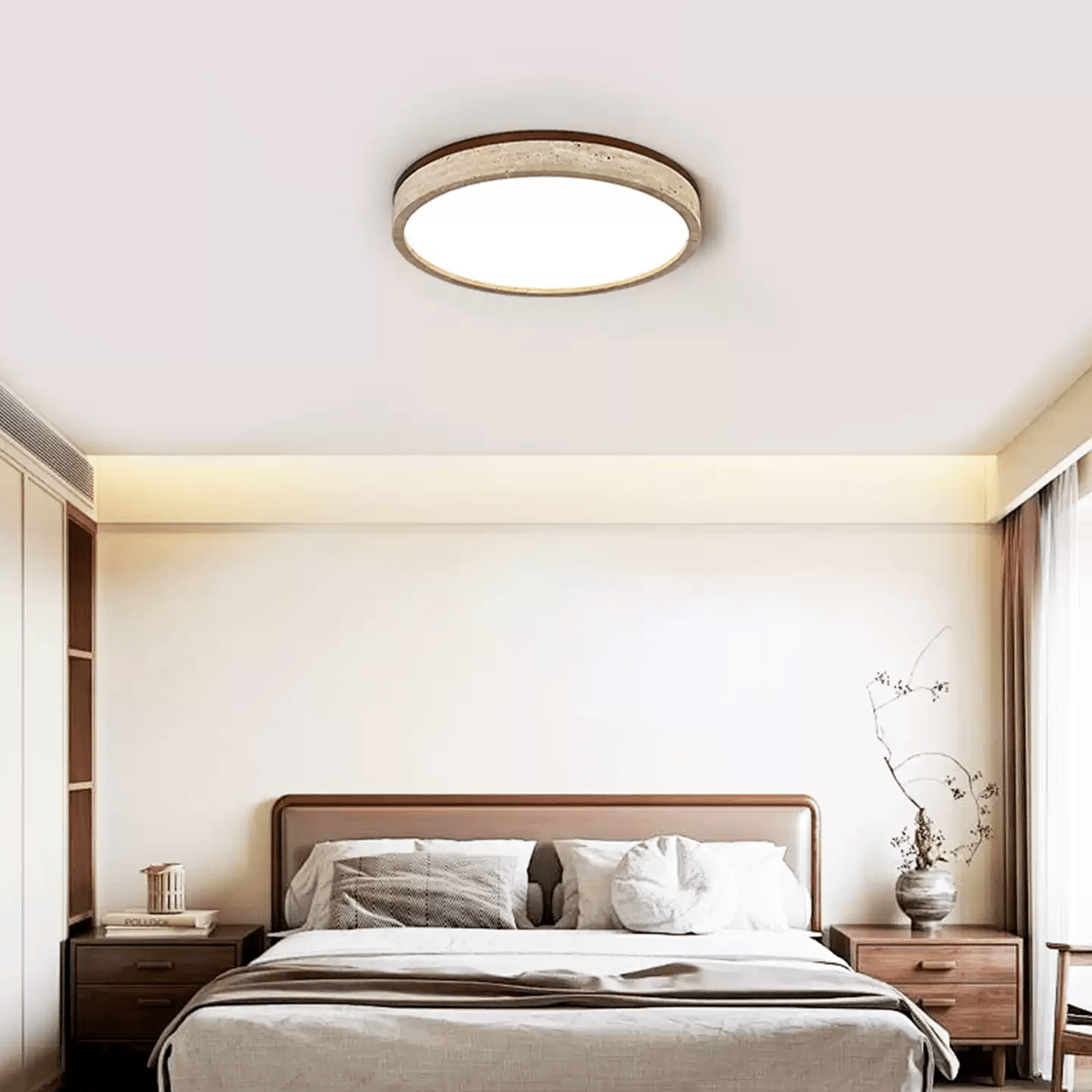 Soma Round Travertine Ceiling Light