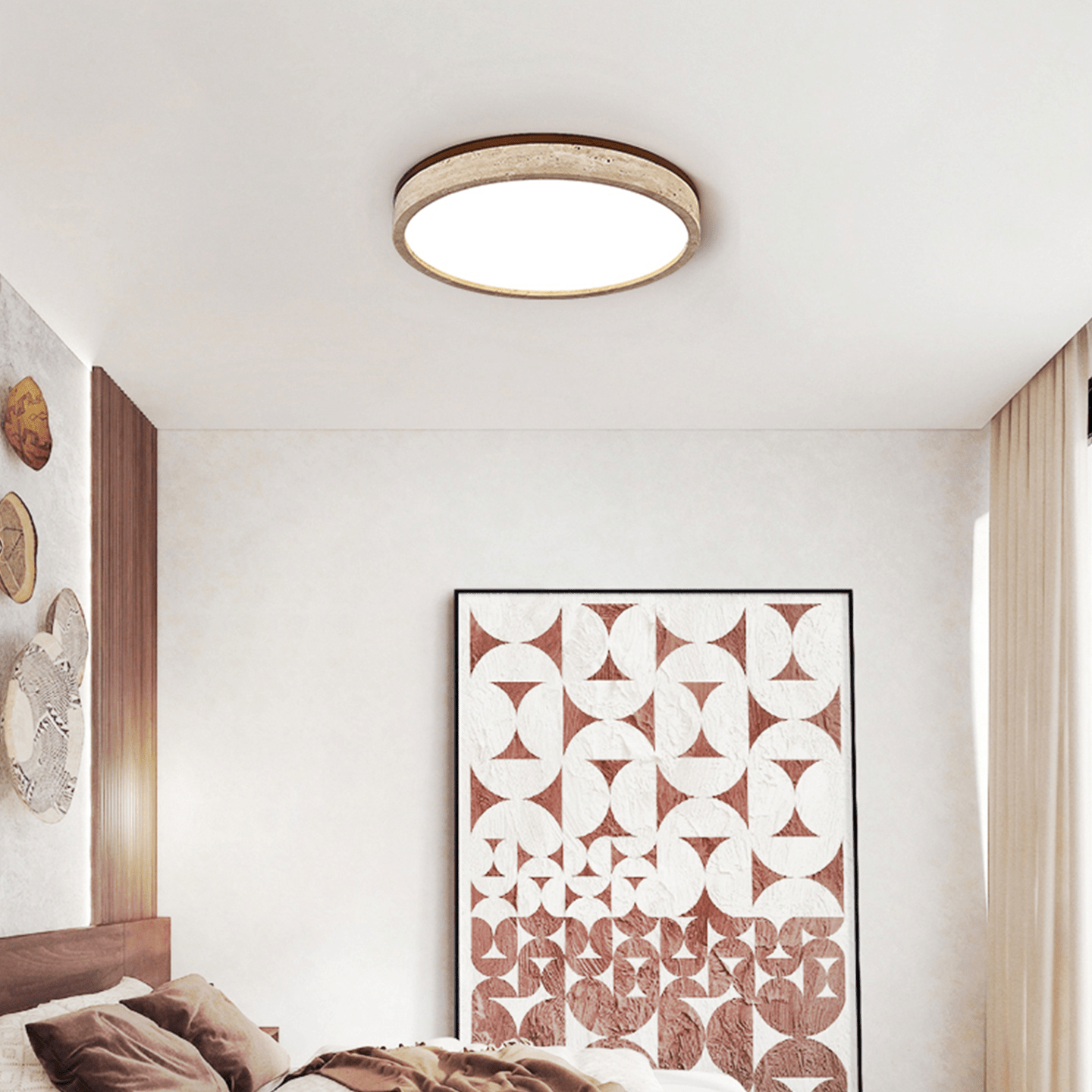 Soma Round Travertine Ceiling Light