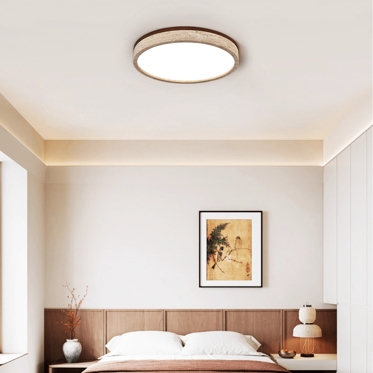 Soma Round Travertine Ceiling Light