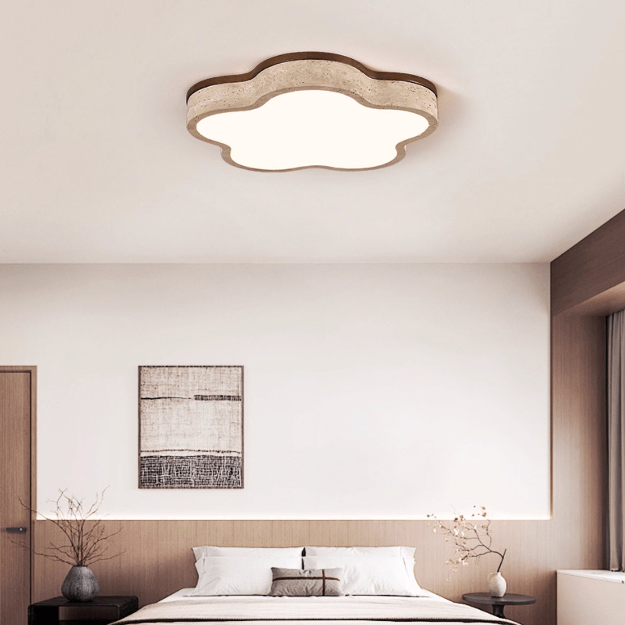 Star-Shaped Travertine Ceiling Light
