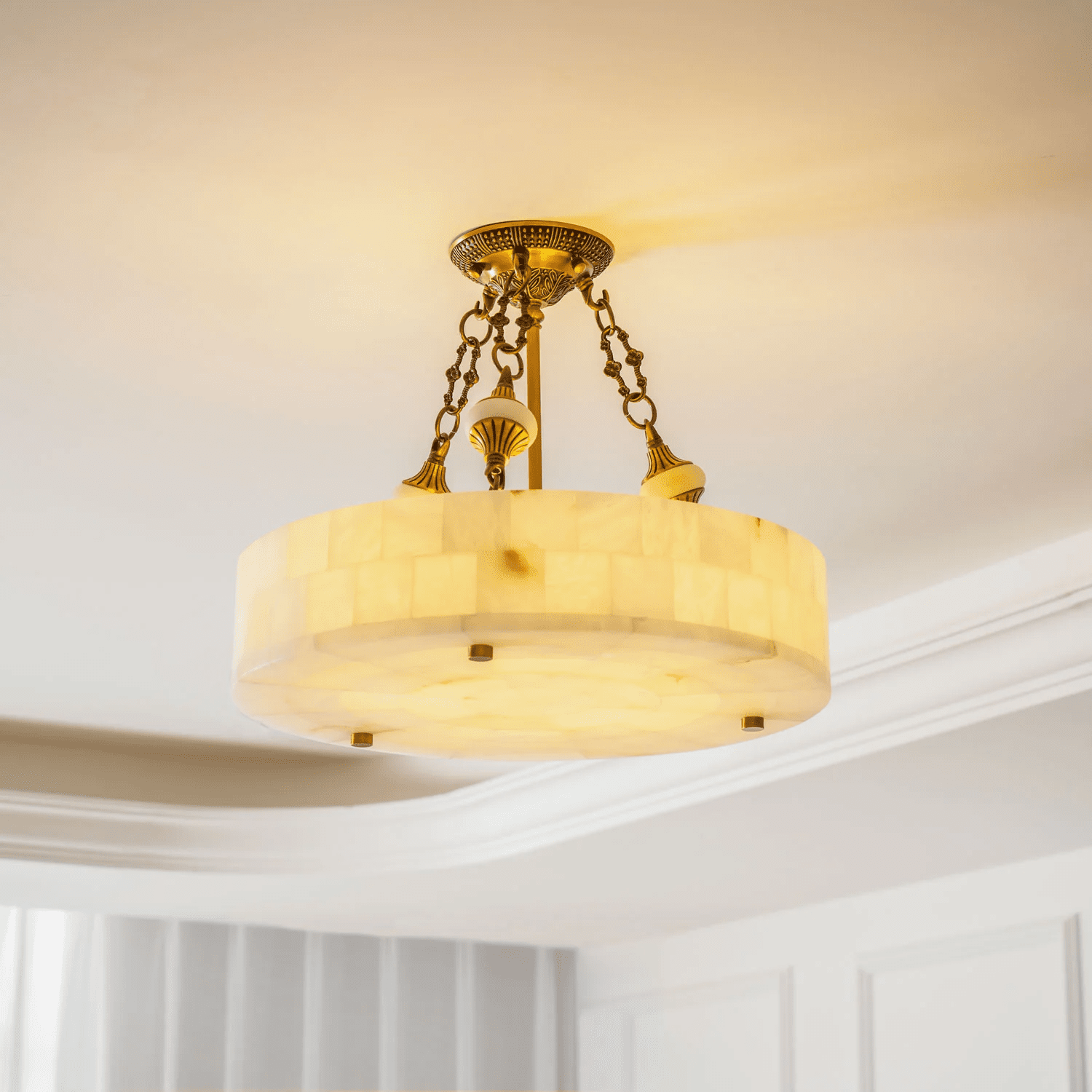 Torezy Flat Alabaster Ceiling Light