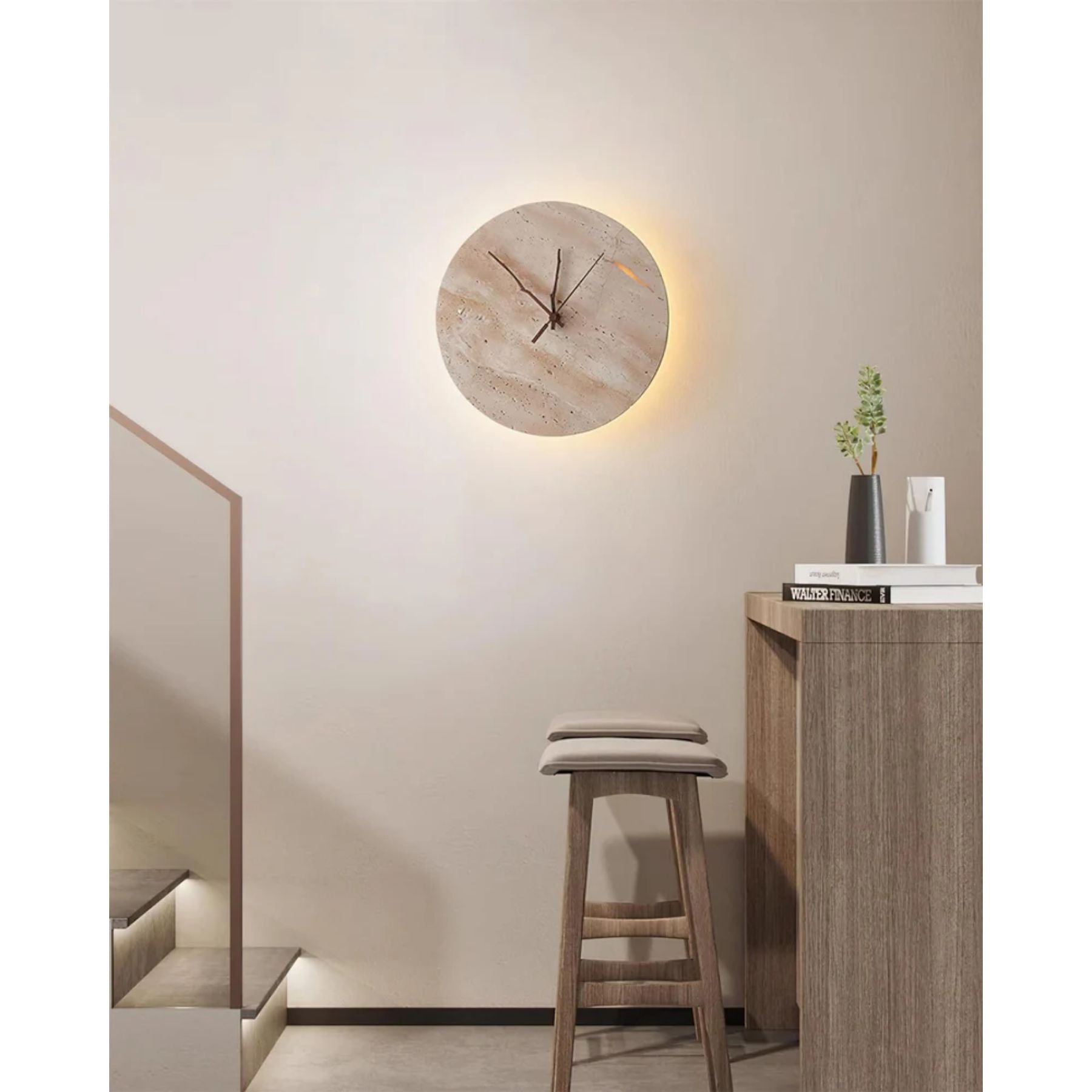 Marrivo Travertine Wall Clock