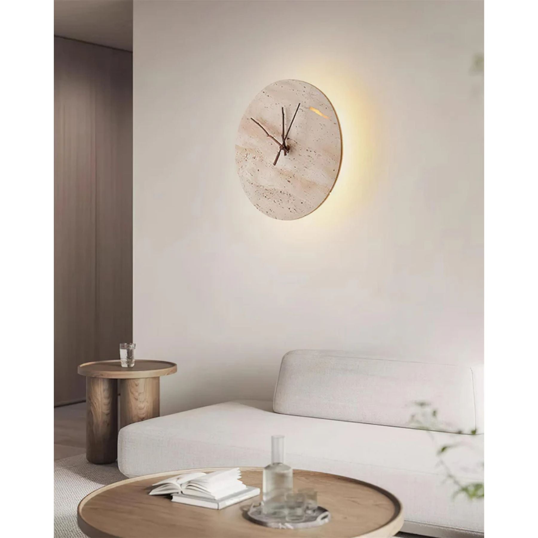 Marrivo Travertine Wall Clock