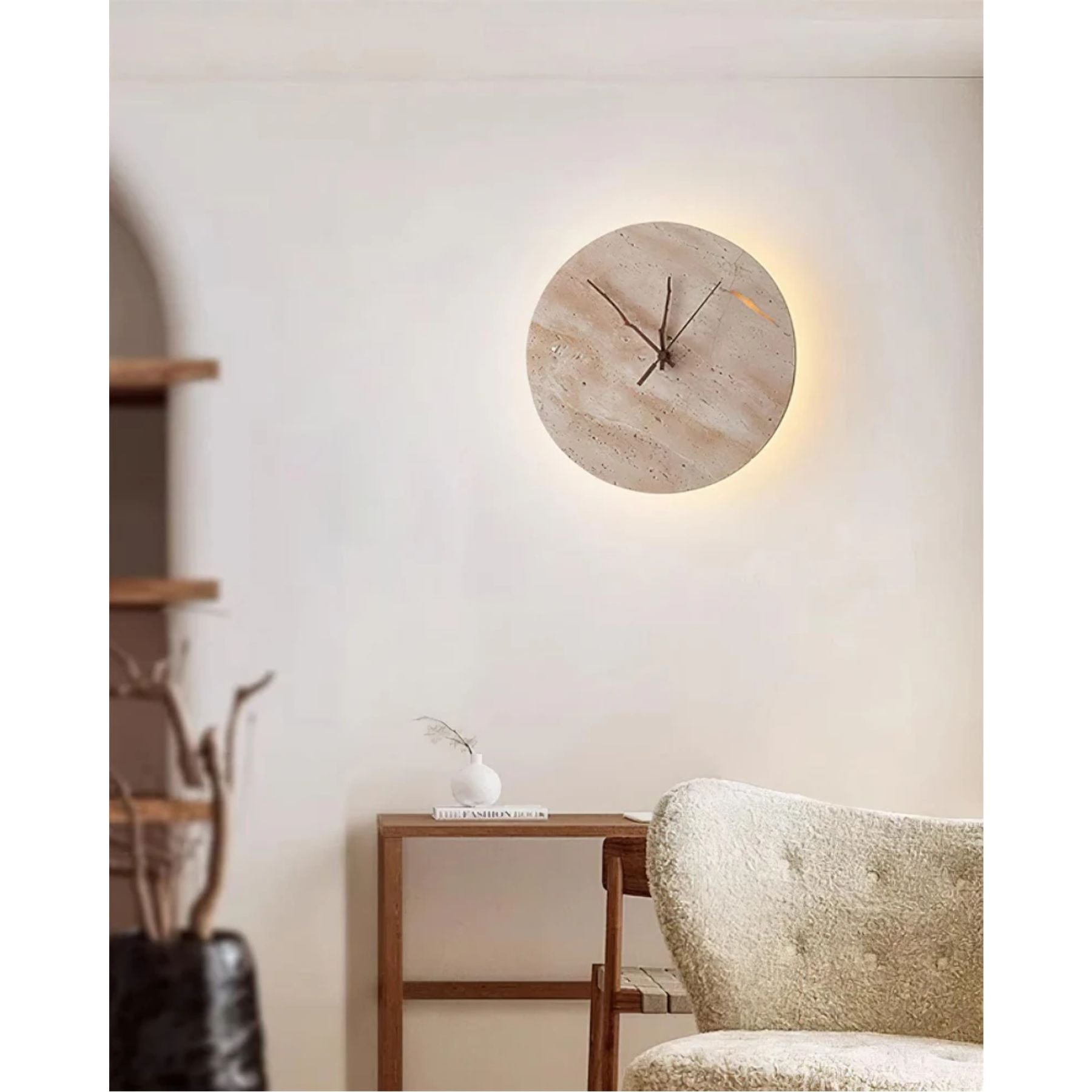Marrivo Travertine Wall Clock