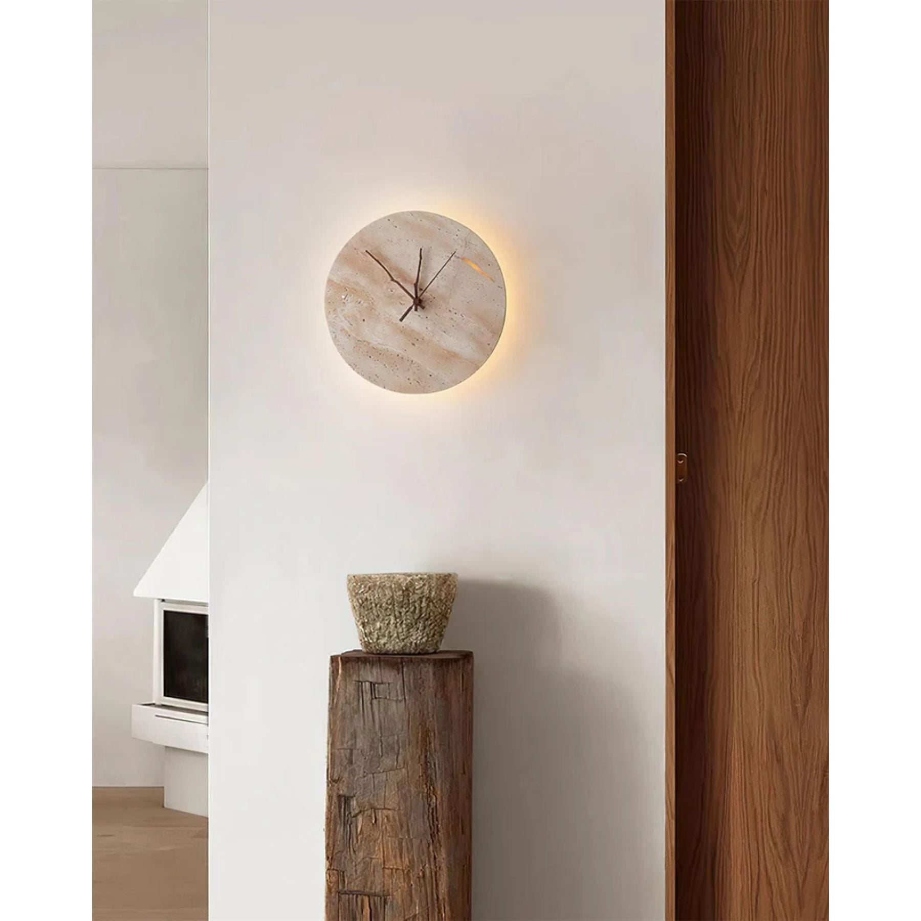 Marrivo Travertine Wall Clock