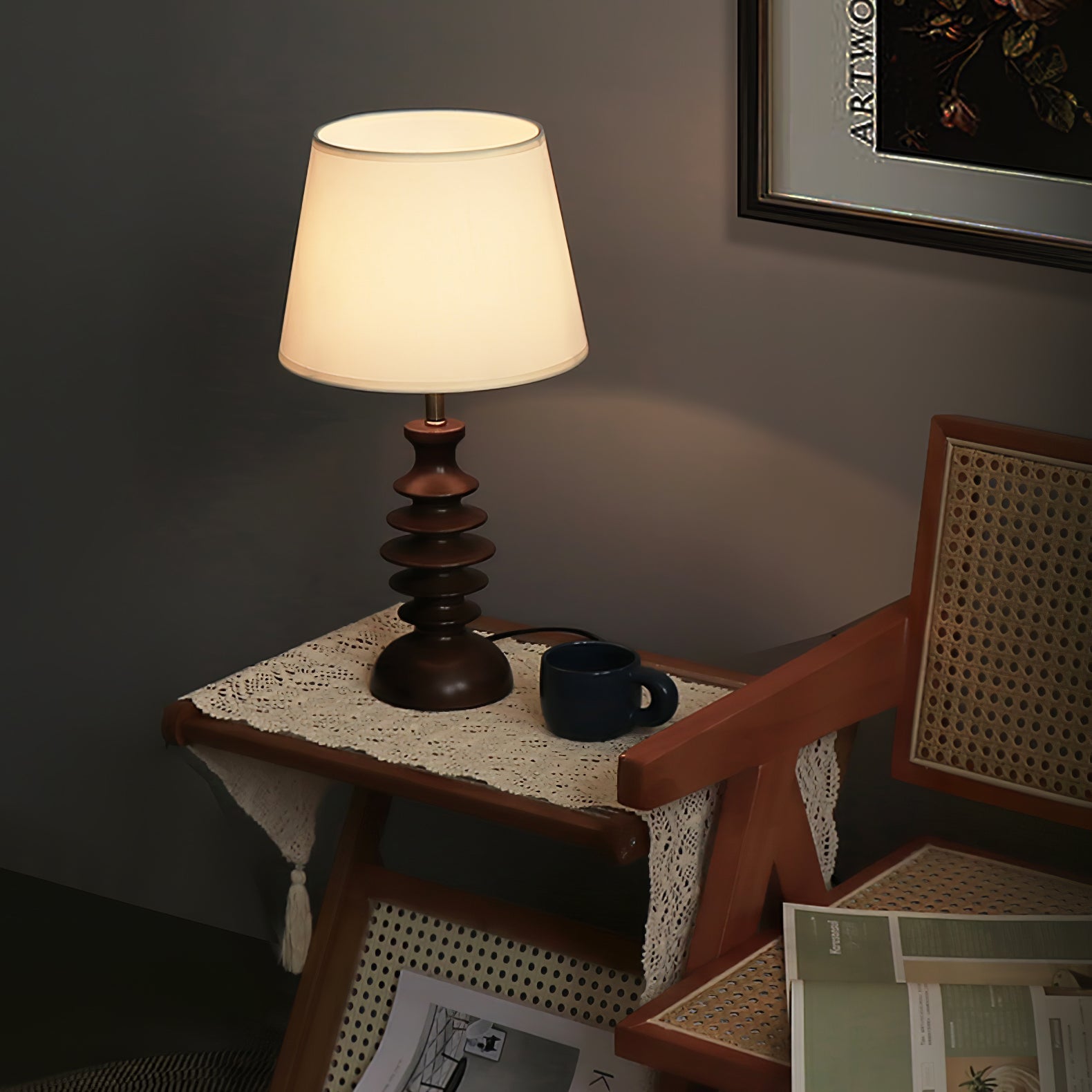 Aniddo Walnut Wooden Table Lamp