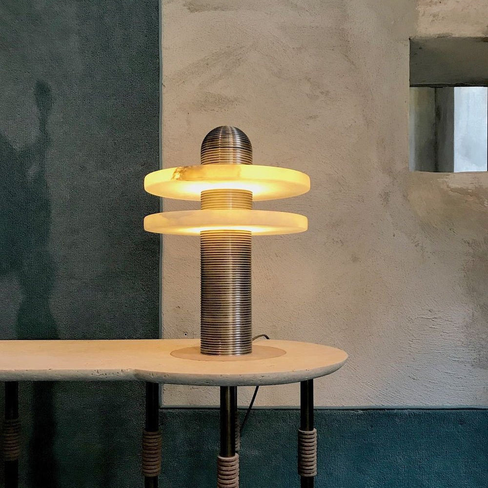 Duo Alabaster Disc Table Lamp