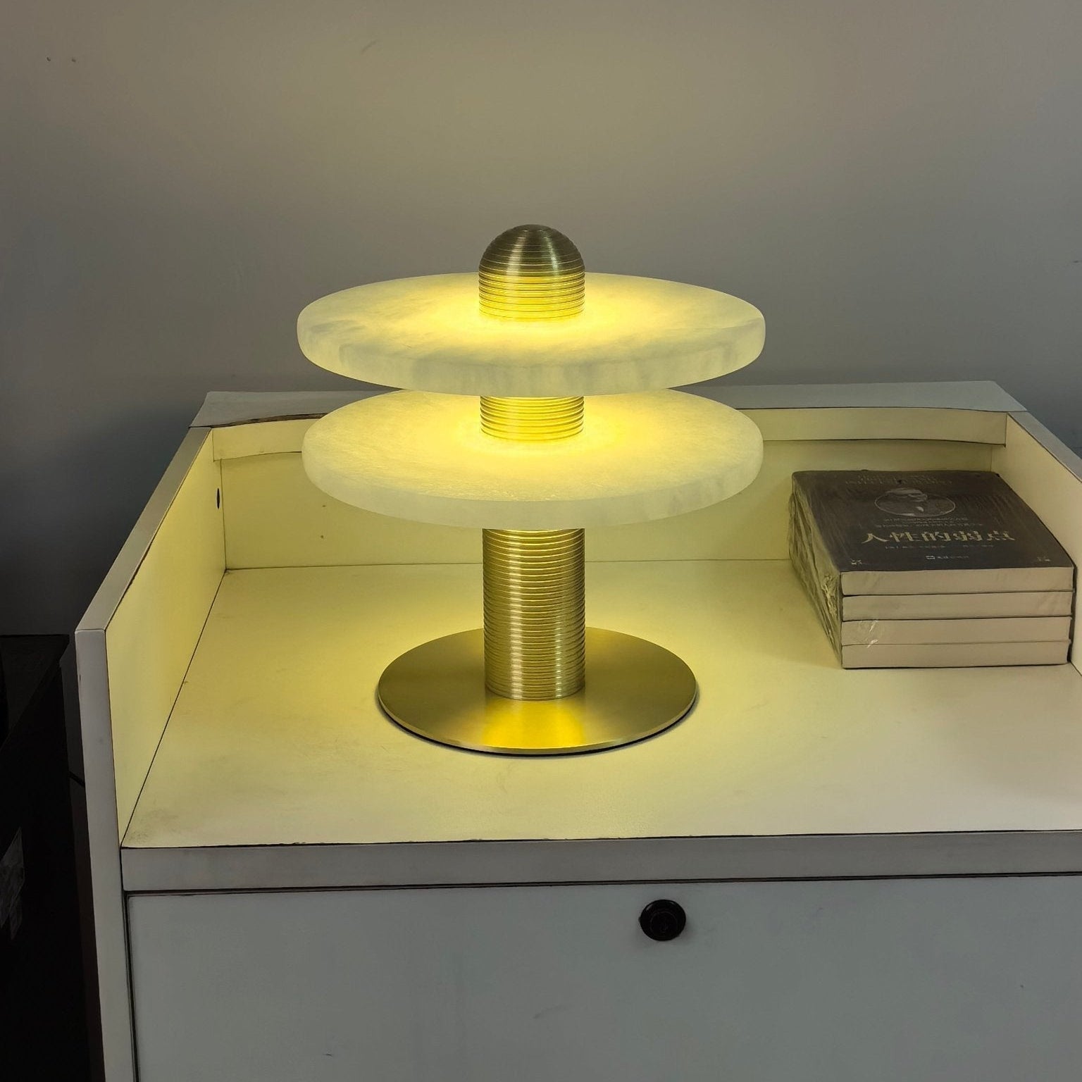 Duo Alabaster Disc Table Lamp
