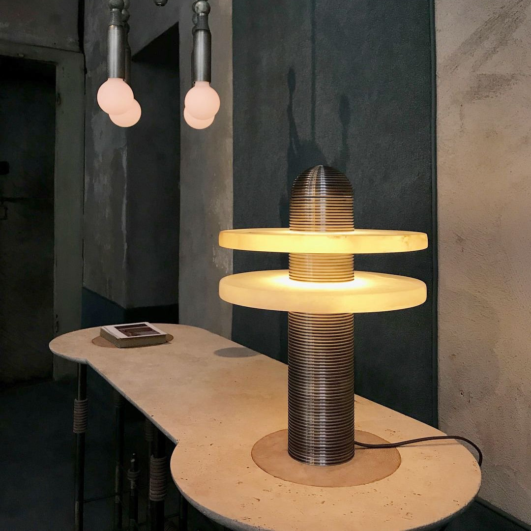 Duo Alabaster Disc Table Lamp