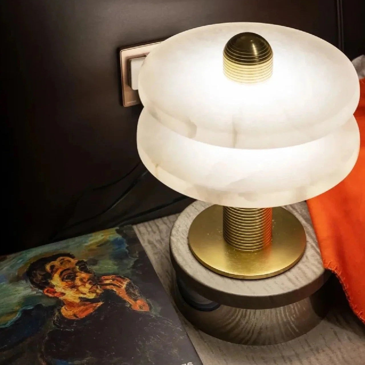 Duo Alabaster Disc Table Lamp