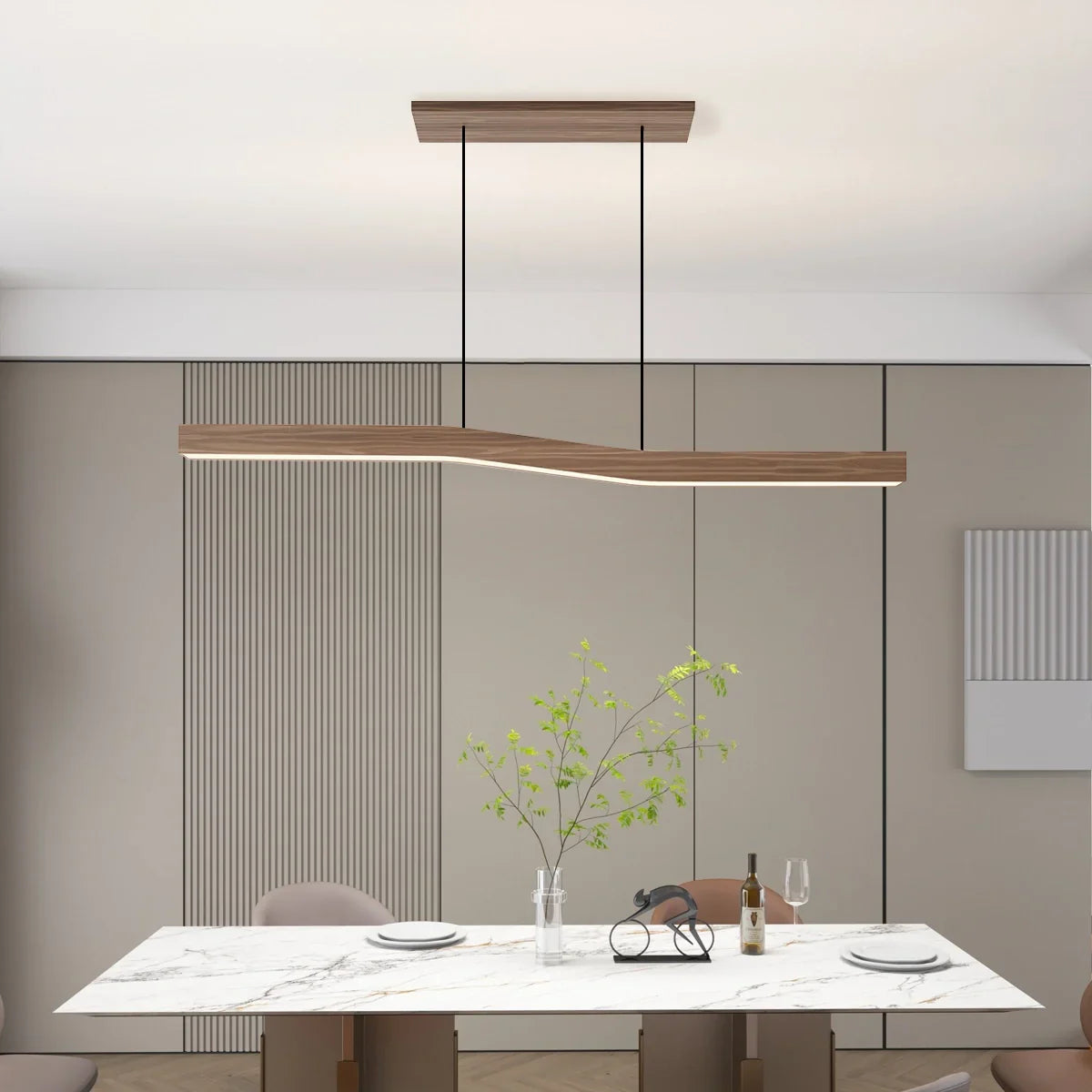 Waveline Wooden Japandi Pendant Light