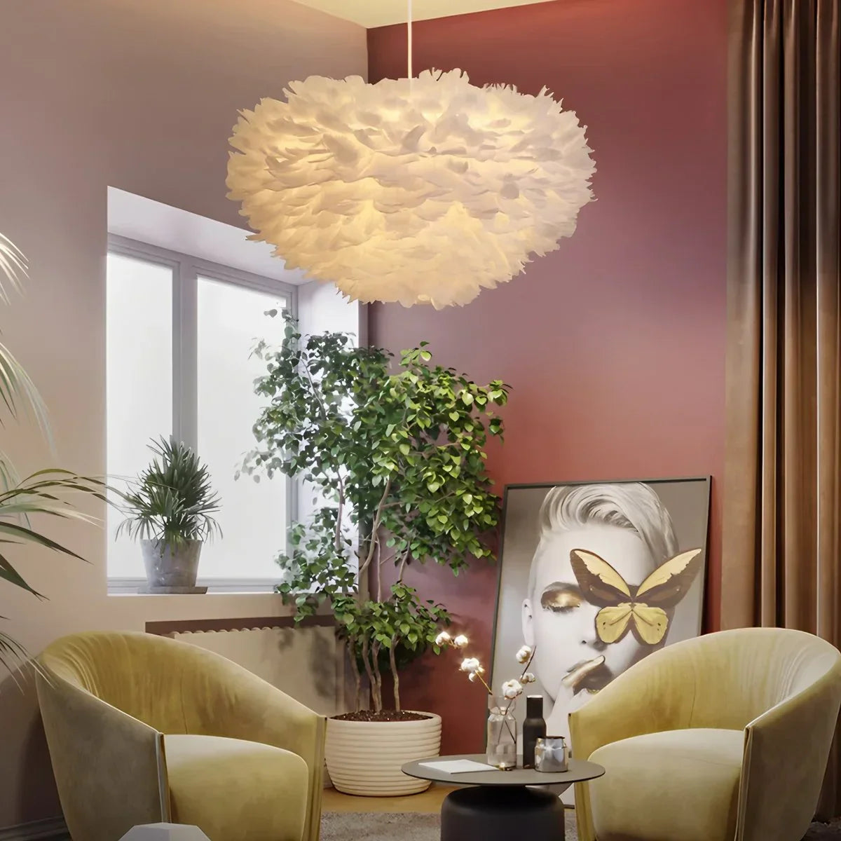 Zela Feather Design Pendant Light