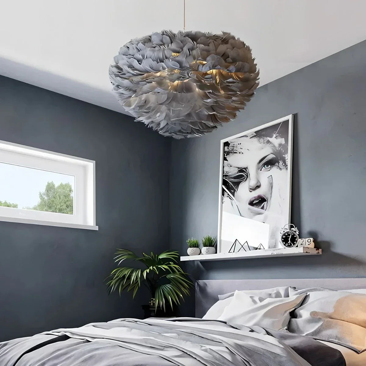 Zela Feather Design Pendant Light