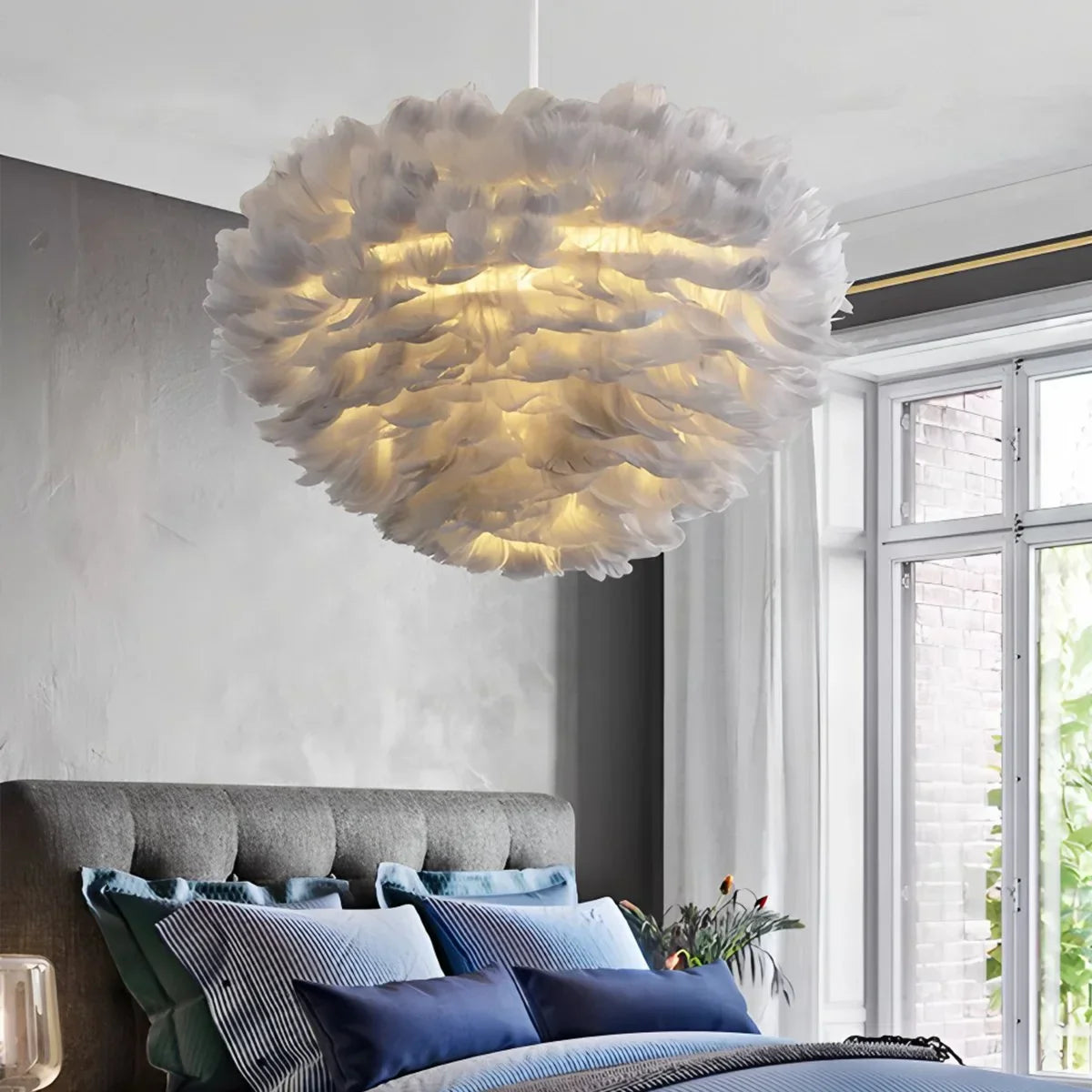 Zela Feather Design Pendant Light