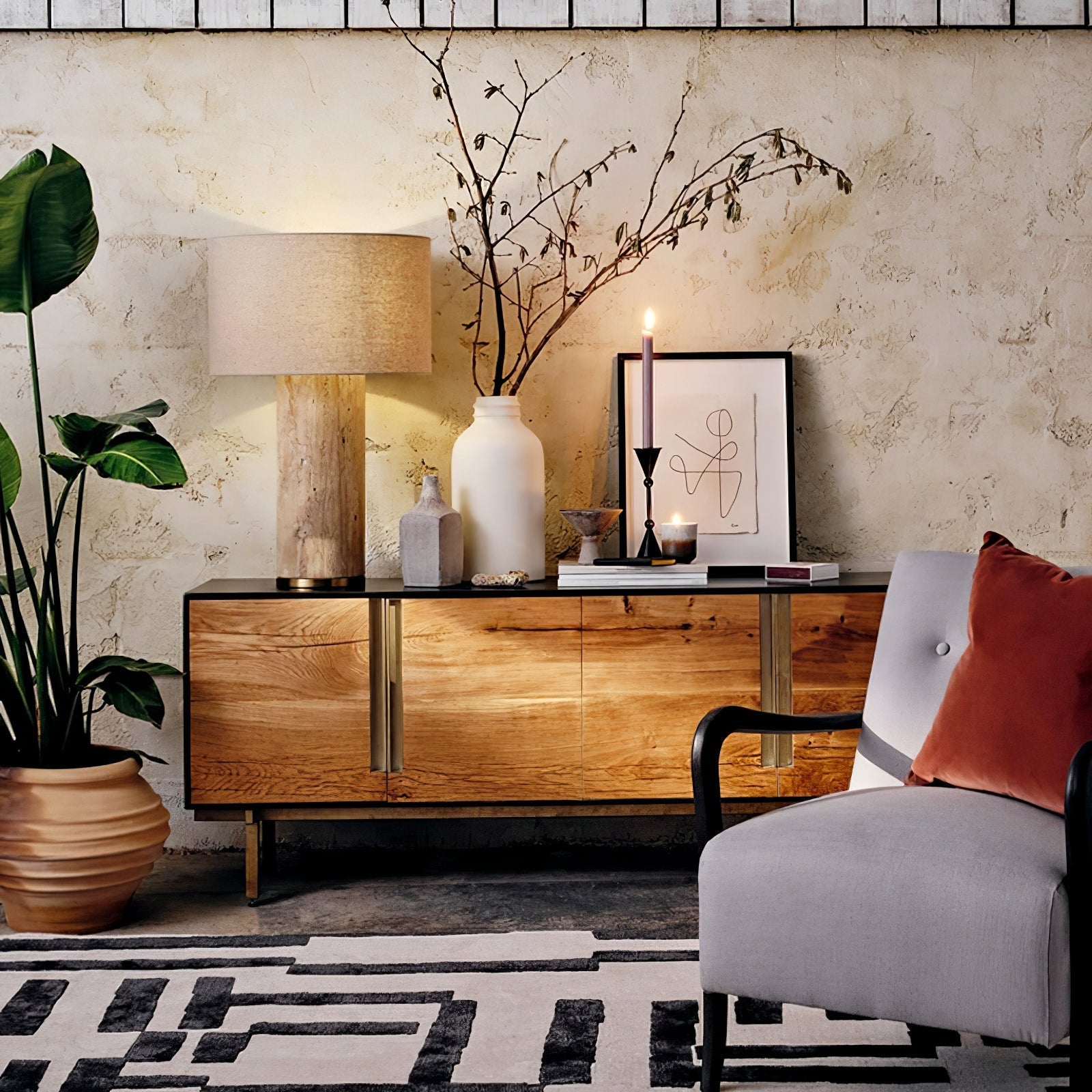 Saria Travertine Table Lamp