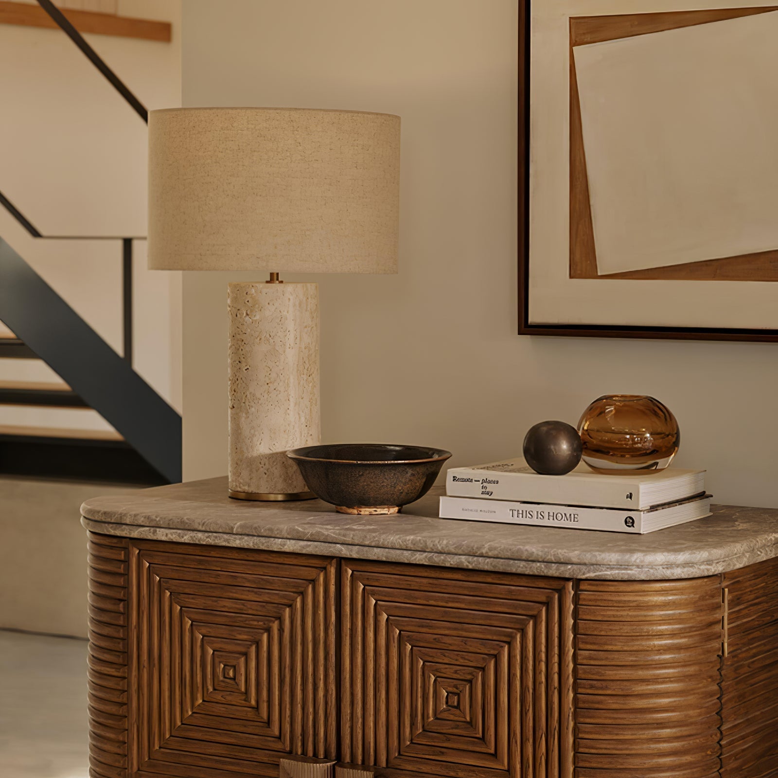 Saria Travertine Table Lamp