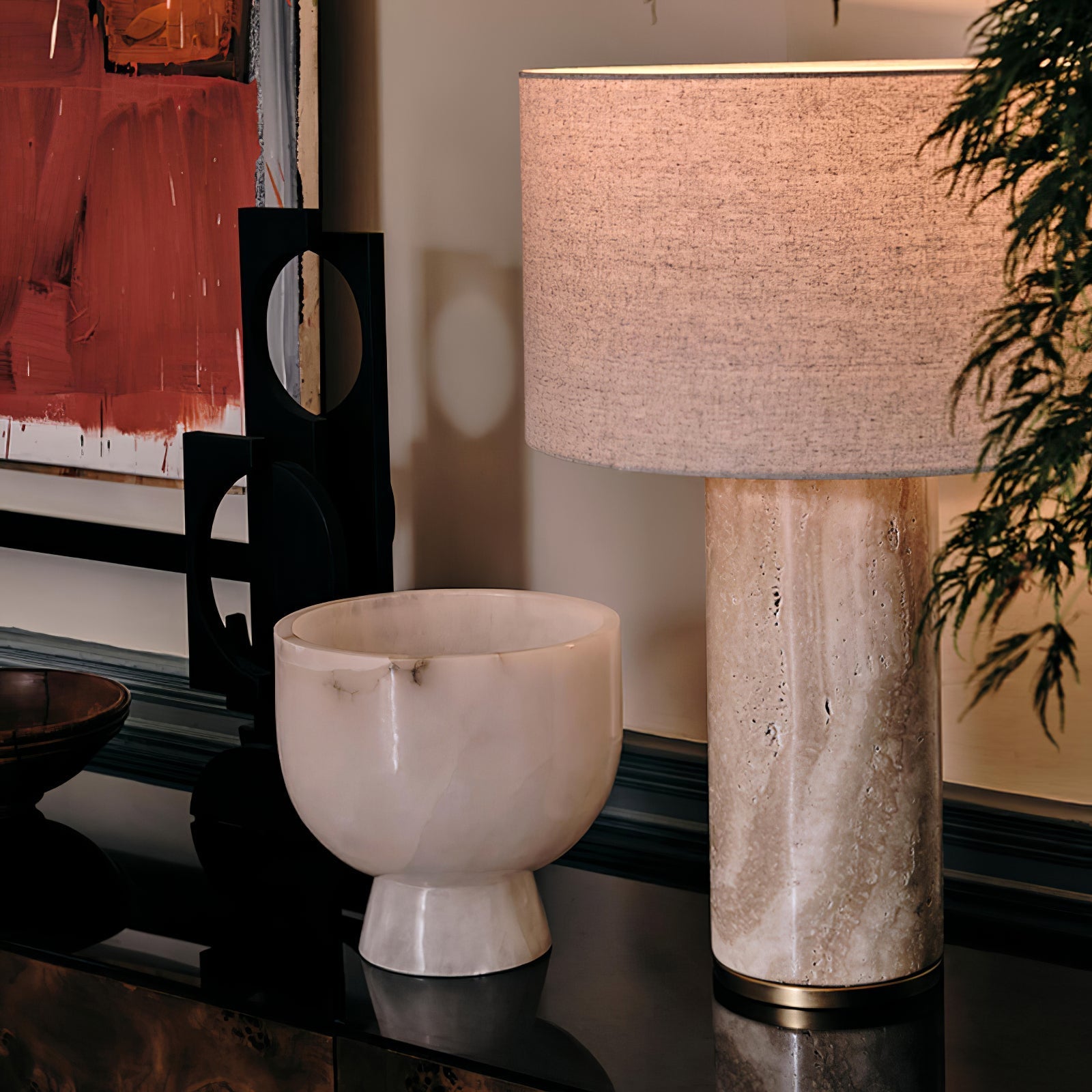 Saria Travertine Table Lamp