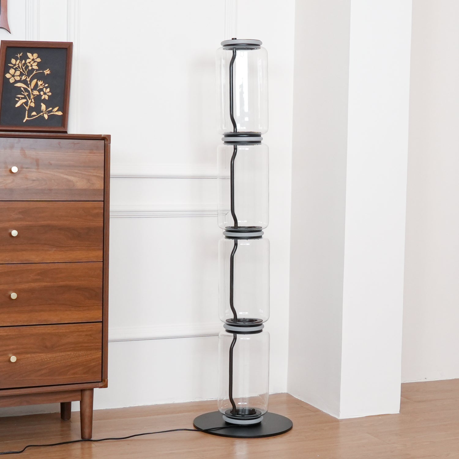 Teyylino Cylindrical Glass Floor Lamp