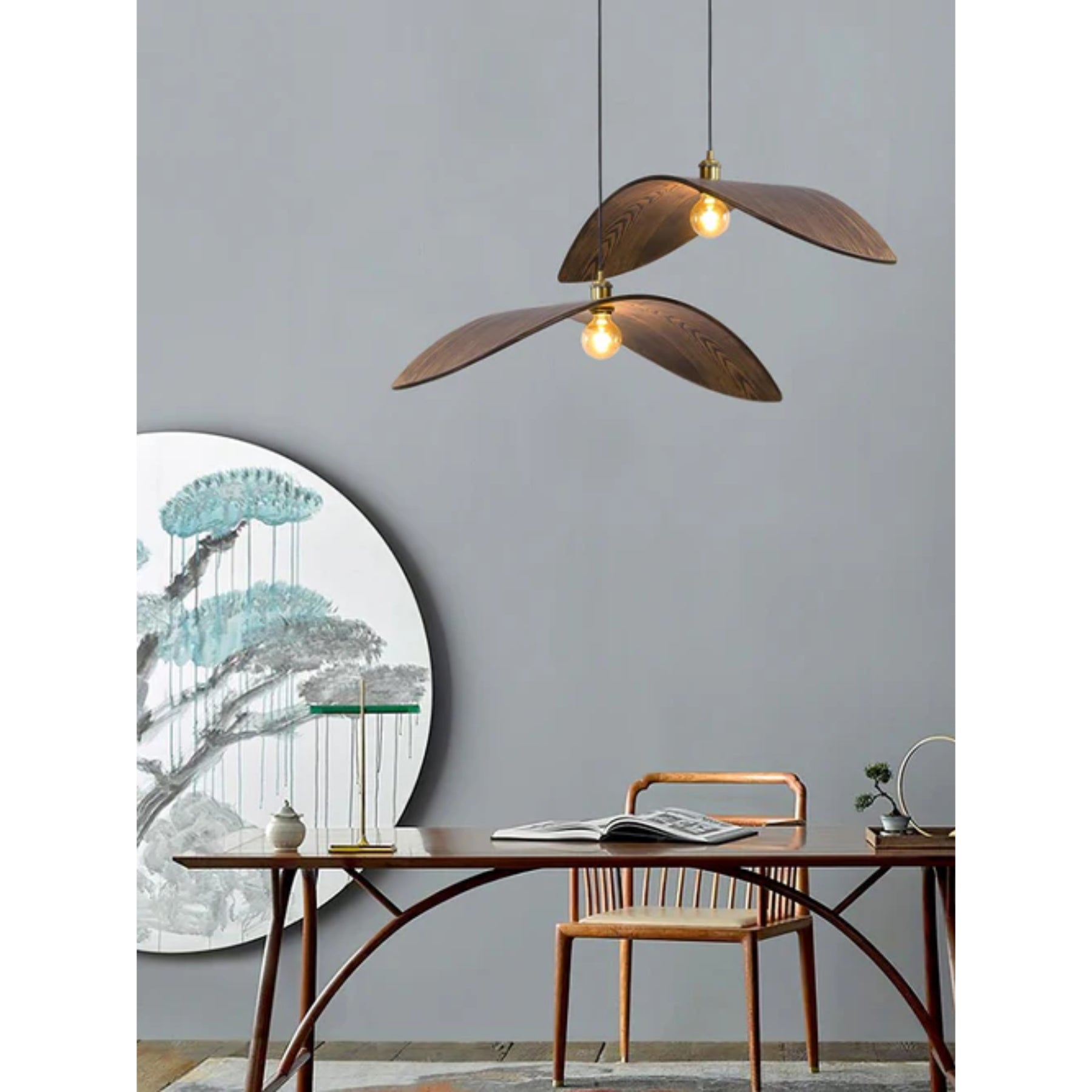 Curved Wood Design Pendant Light